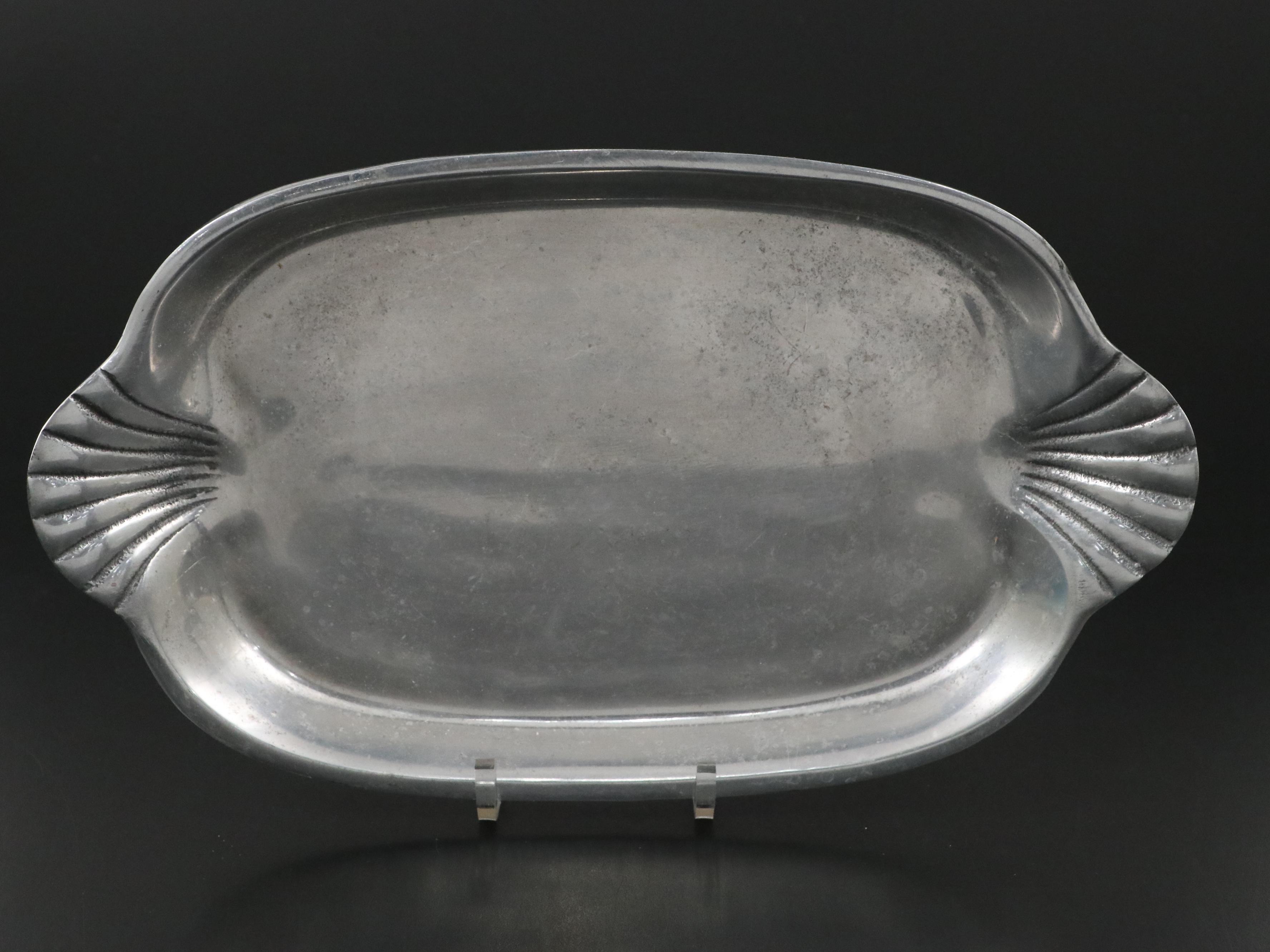 Metal Tray and Bird Figurines with Glass Pumpkin