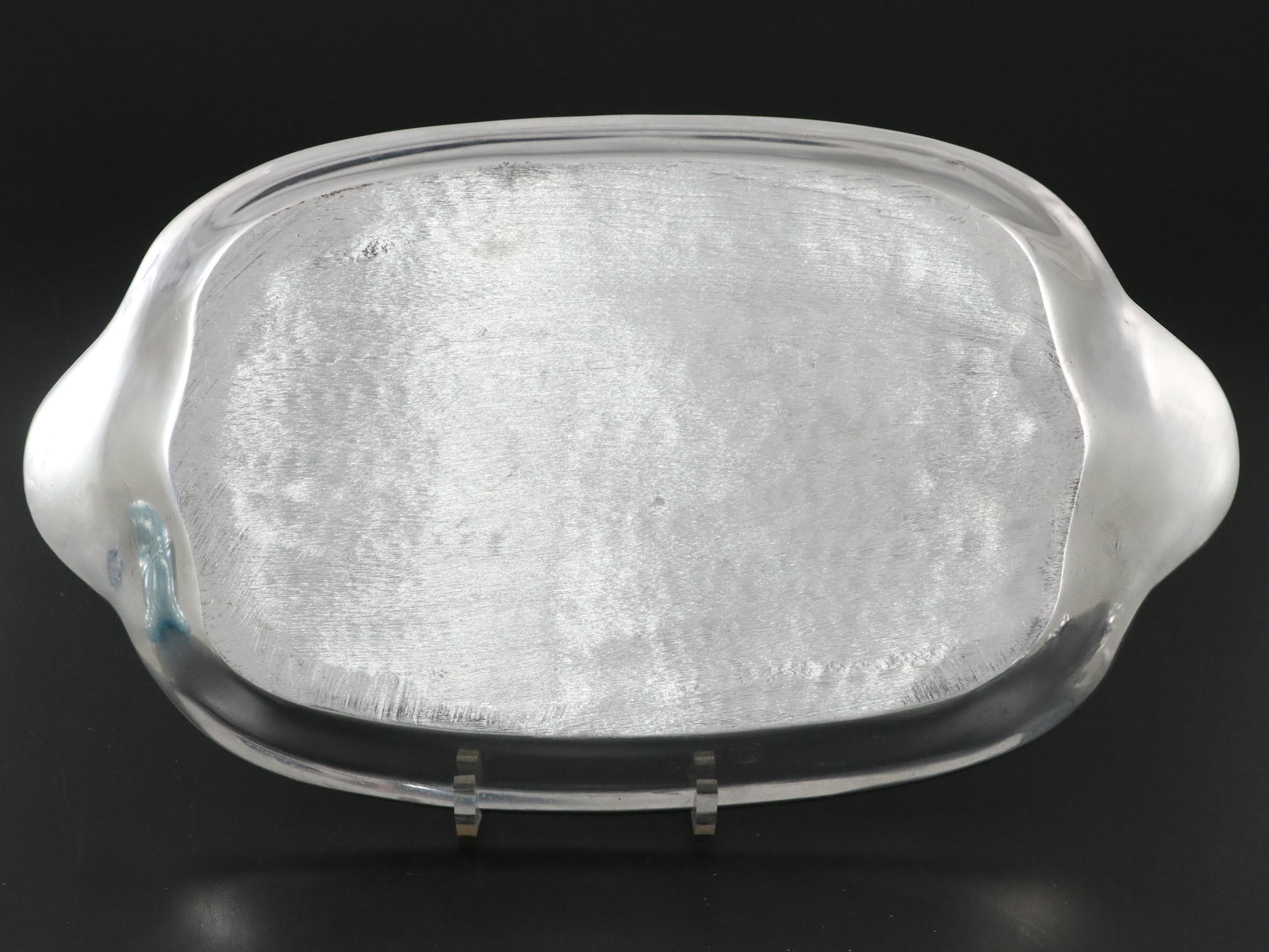 Metal Tray and Bird Figurines with Glass Pumpkin