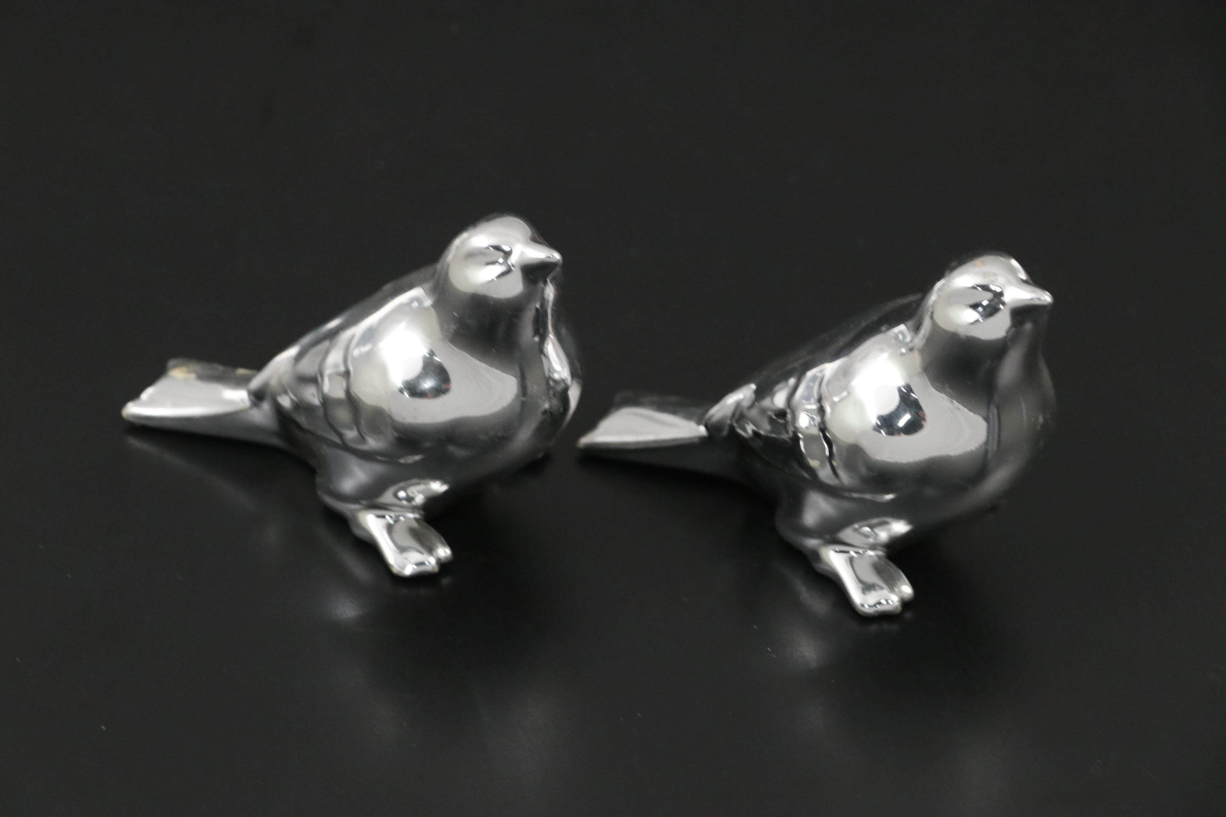 Metal Tray and Bird Figurines with Glass Pumpkin