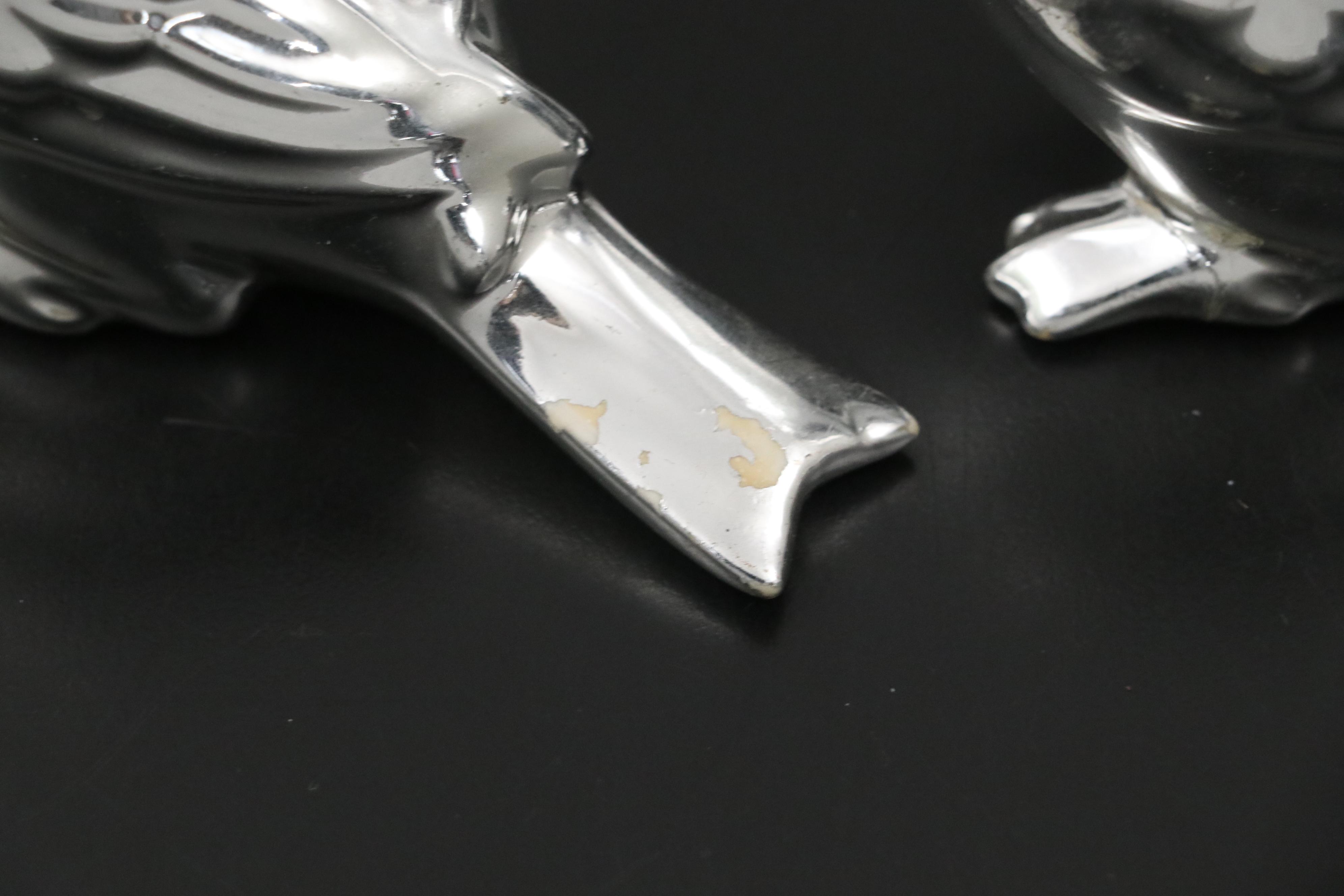 Metal Tray and Bird Figurines with Glass Pumpkin