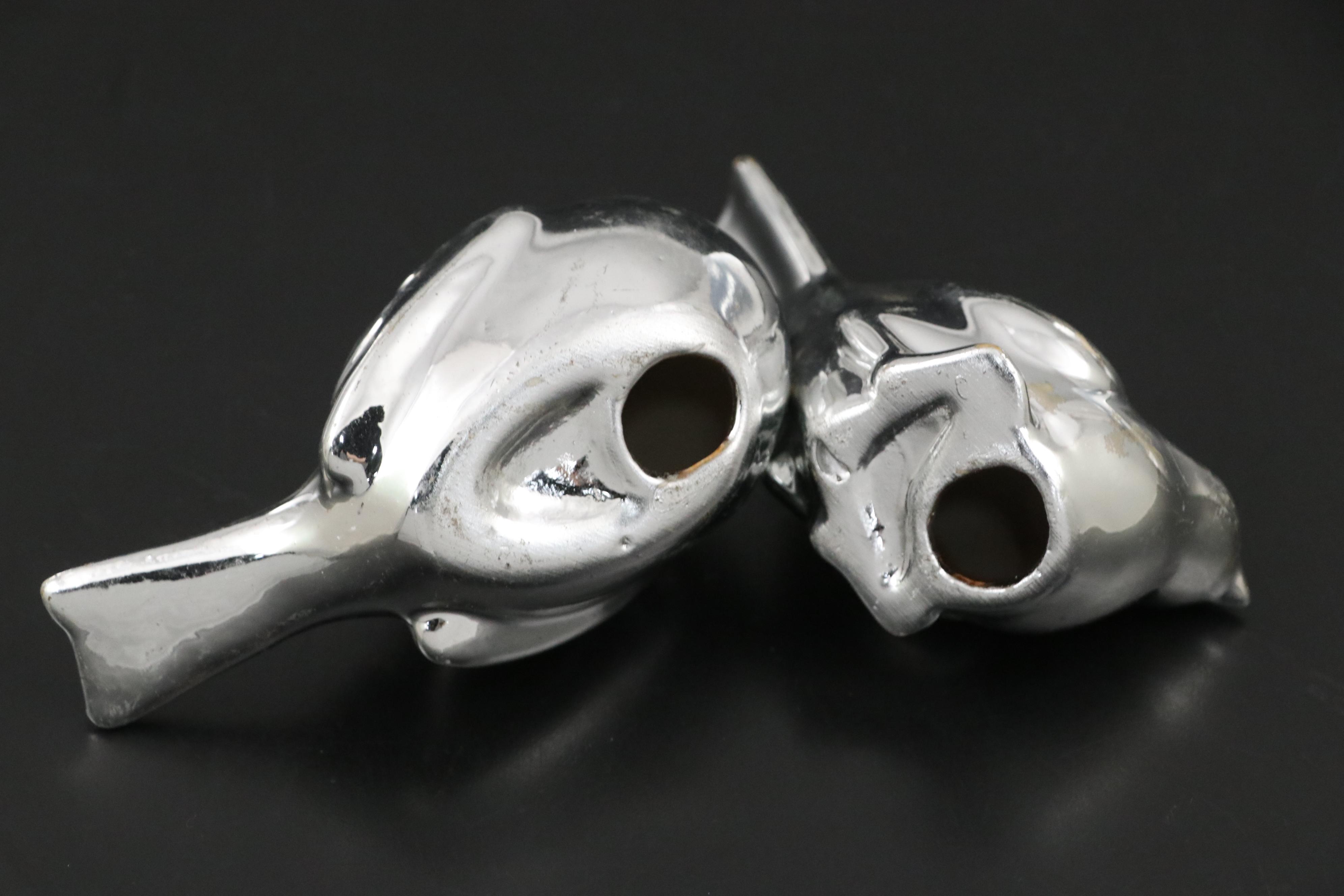 Metal Tray and Bird Figurines with Glass Pumpkin