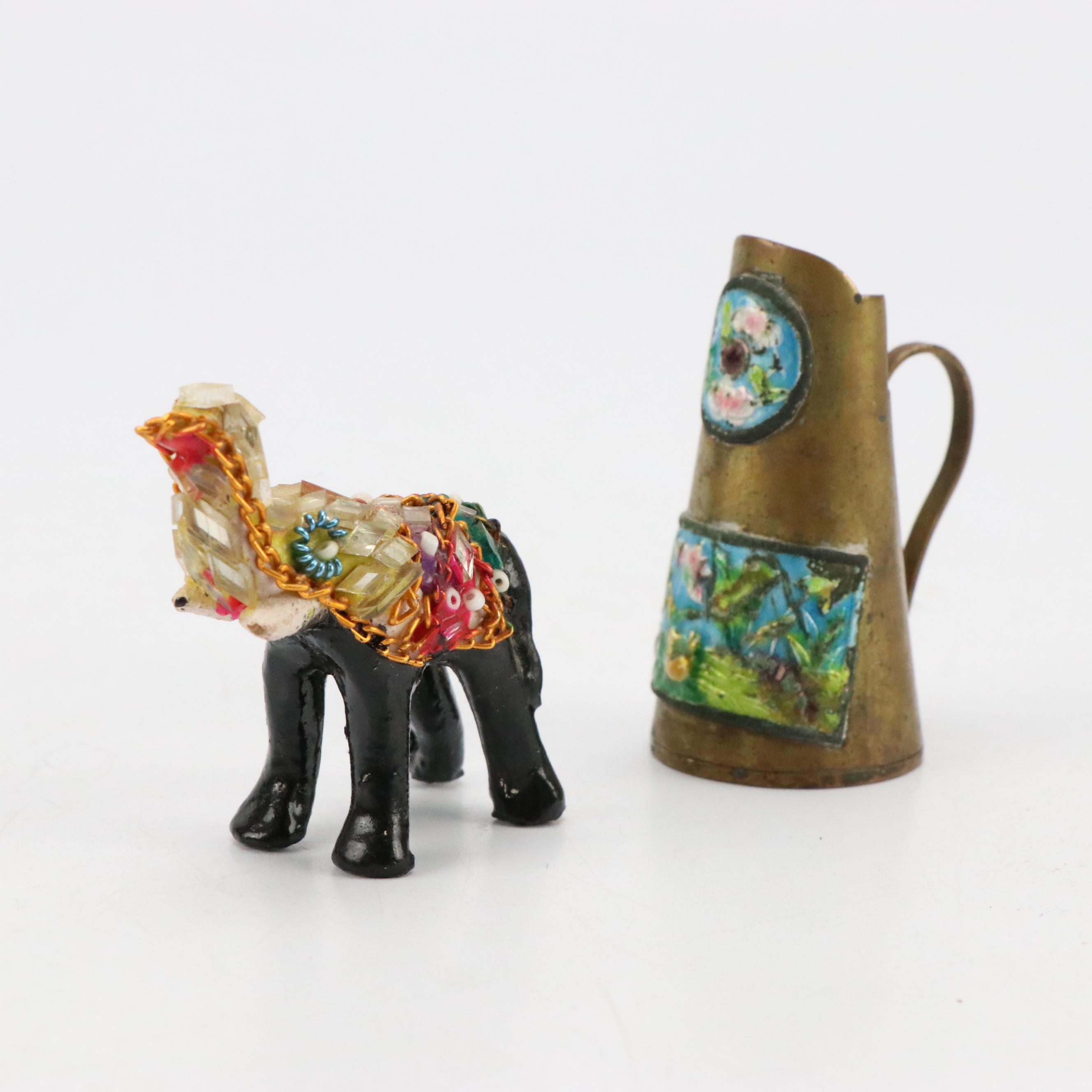 Carved Wooden Box, Brass Elephant Claw Bells, Picture Frame and Decorative Boxes