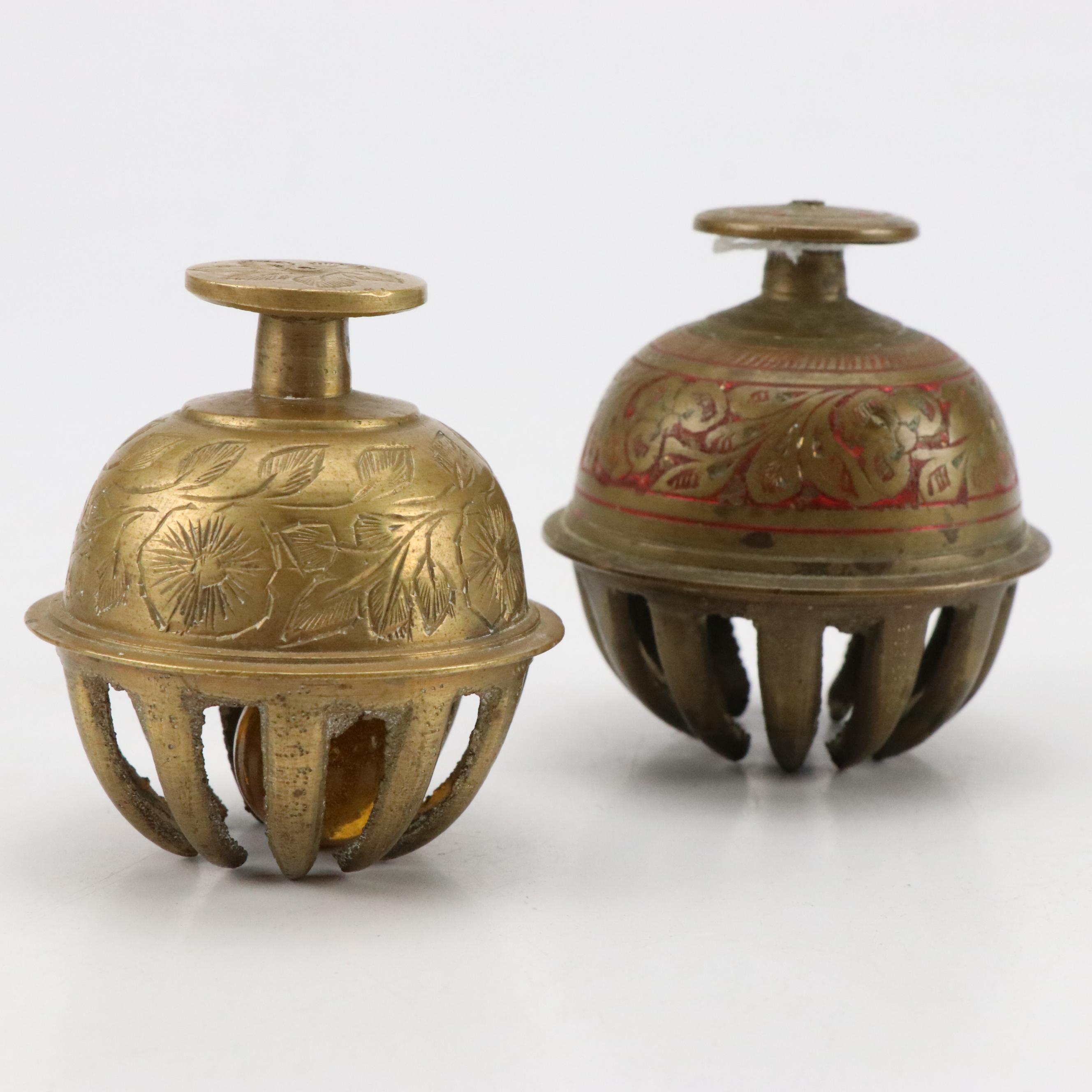 Carved Wooden Box, Brass Elephant Claw Bells, Picture Frame and Decorative Boxes