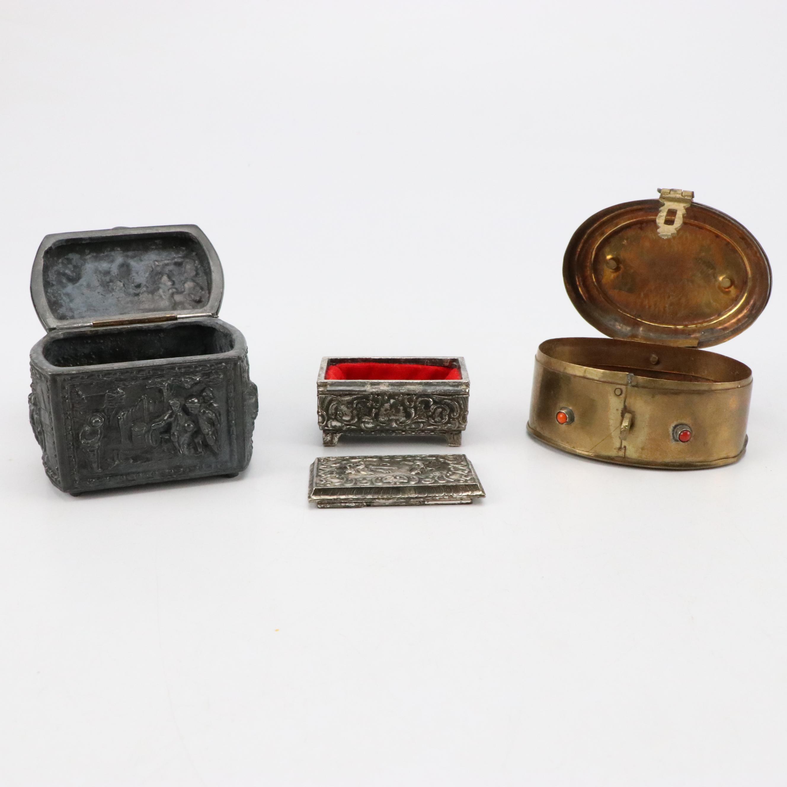 Carved Wooden Box, Brass Elephant Claw Bells, Picture Frame and Decorative Boxes