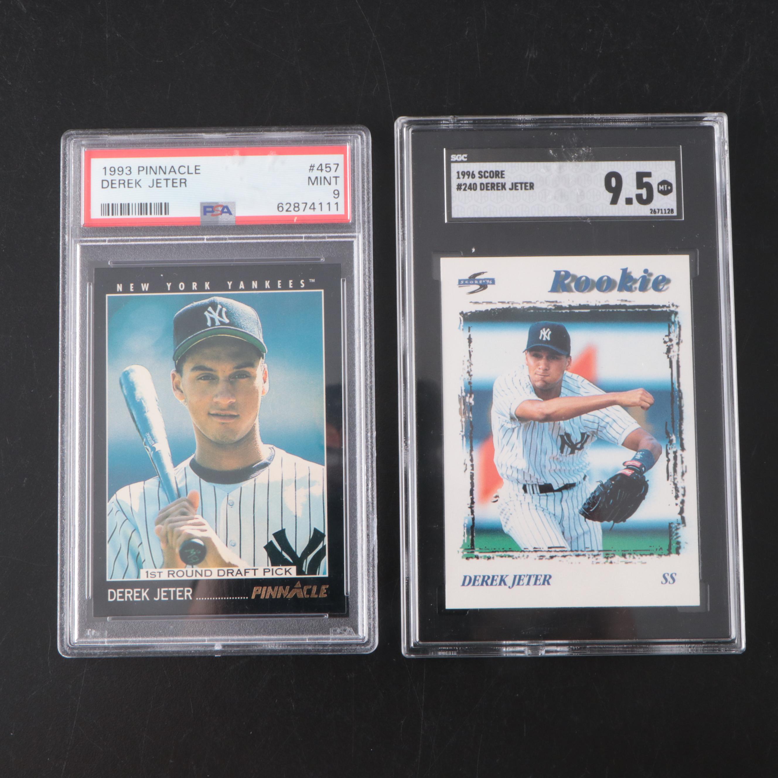 1993 Pinnacle and 1996 Score Derek Jeter Graded Rookie Baseball Cards