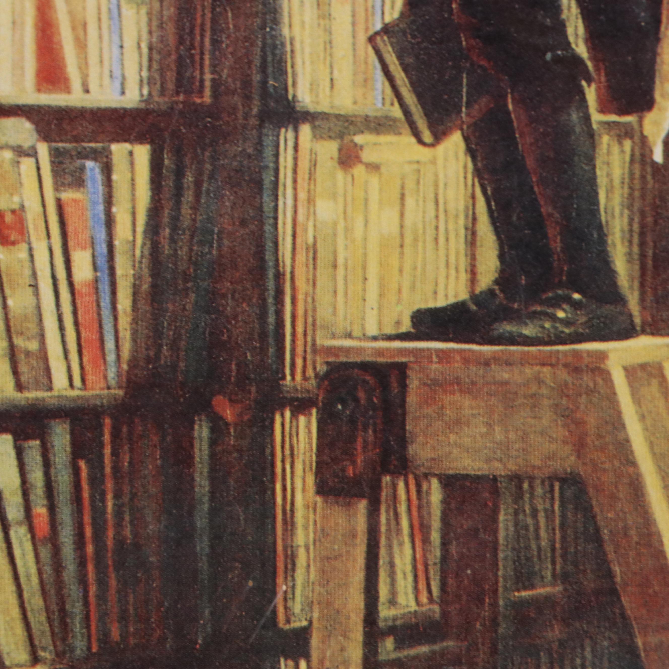 Offset Lithograph After Carl Spitzweg "The Bookworm"