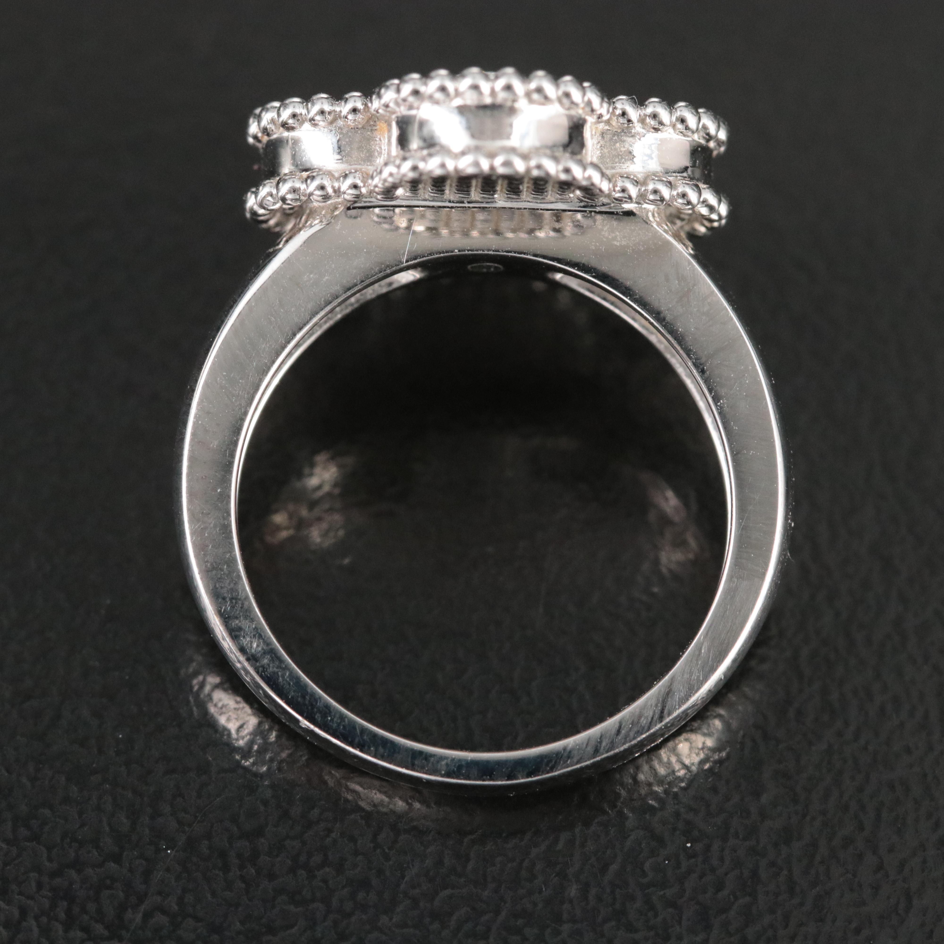 Van Cleef & Arpels Vintage Alhambra 18K Mother of Pearl and Diamond Ring