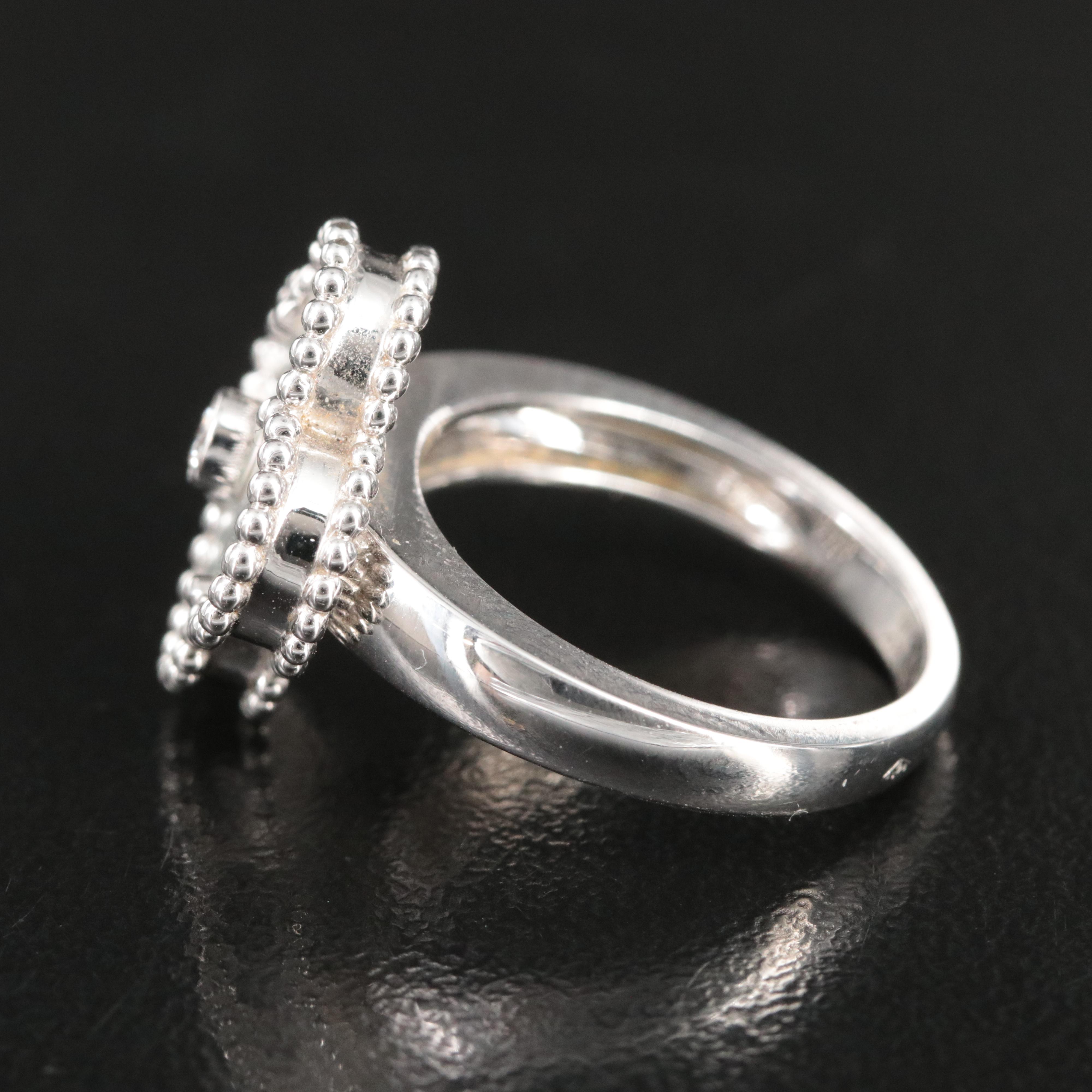 Van Cleef & Arpels Vintage Alhambra 18K Mother of Pearl and Diamond Ring