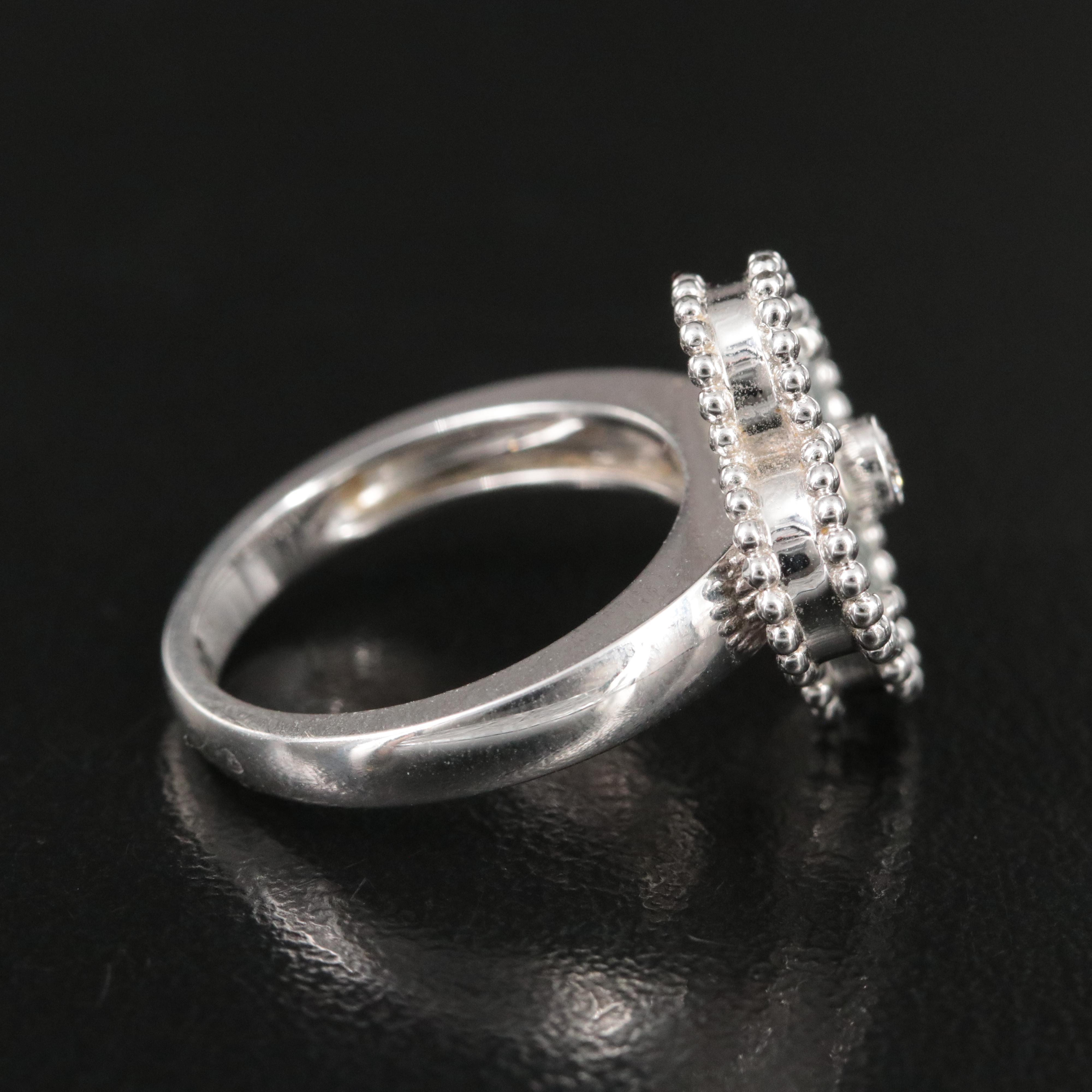 Van Cleef & Arpels Vintage Alhambra 18K Mother of Pearl and Diamond Ring