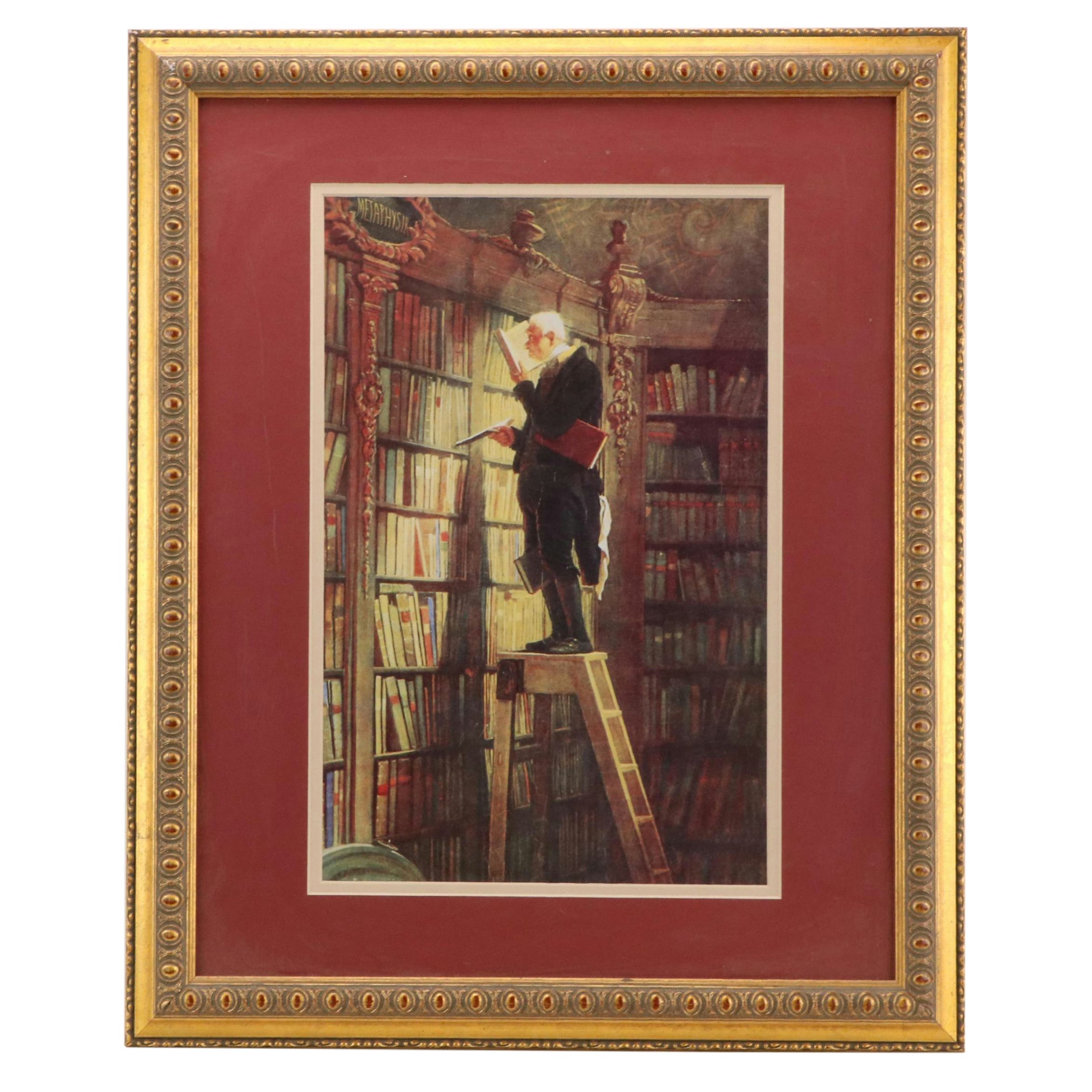 Offset Lithograph After Carl Spitzweg "The Bookworm"