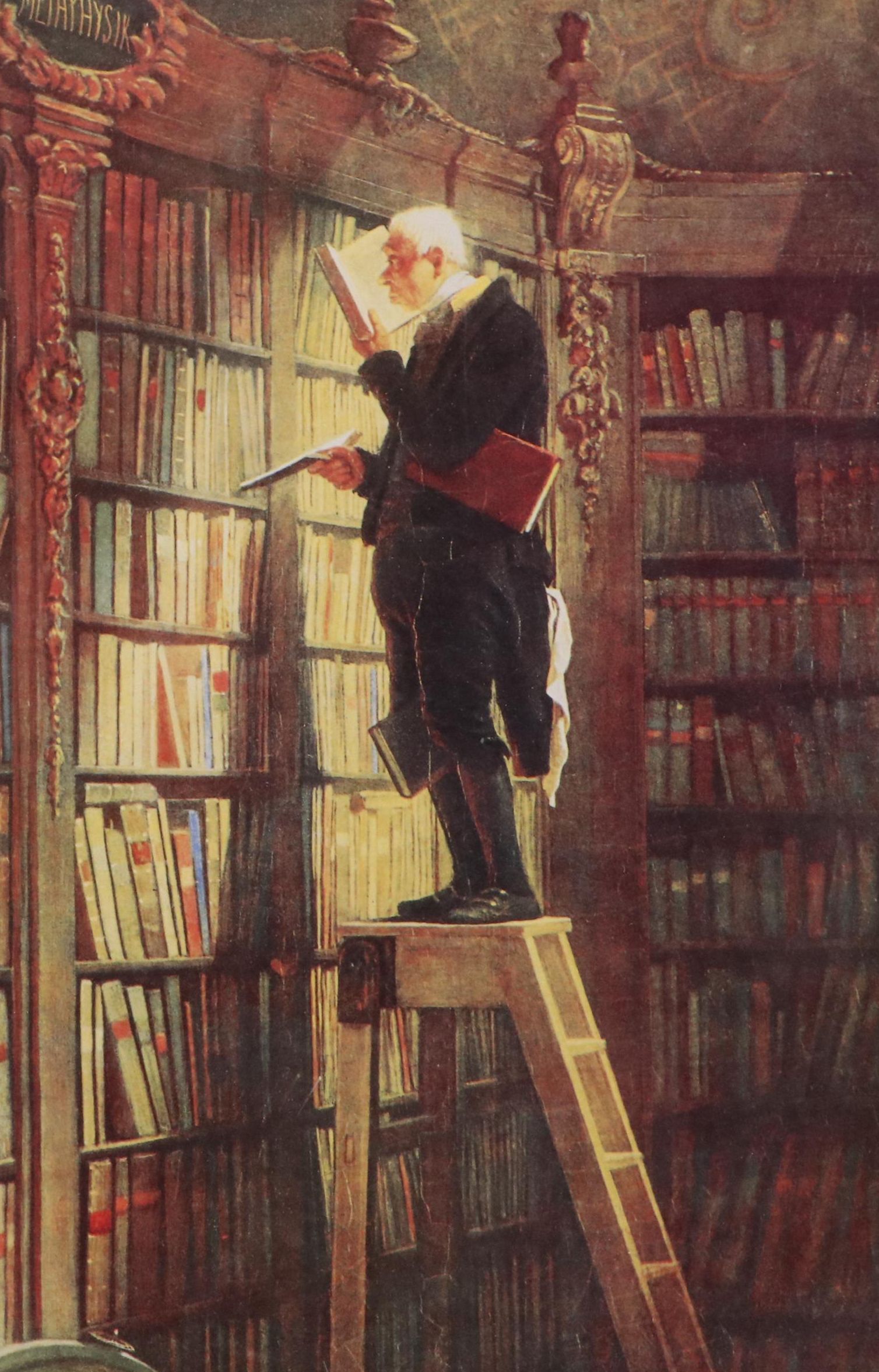 Offset Lithograph After Carl Spitzweg "The Bookworm"
