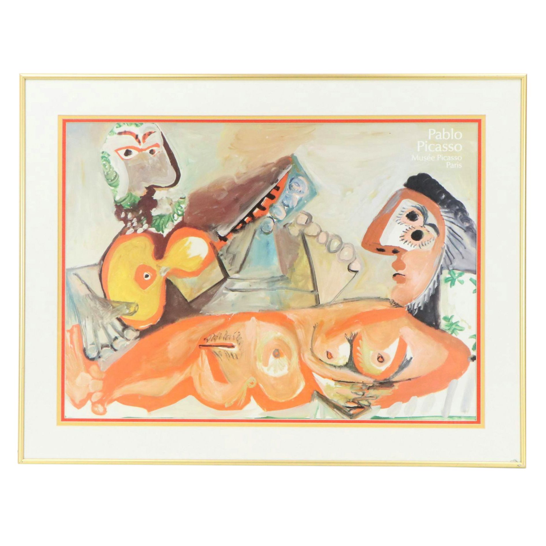 Offset Lithograph After Pablo Picasso "Reclining Nude and Man Playing Guitar"