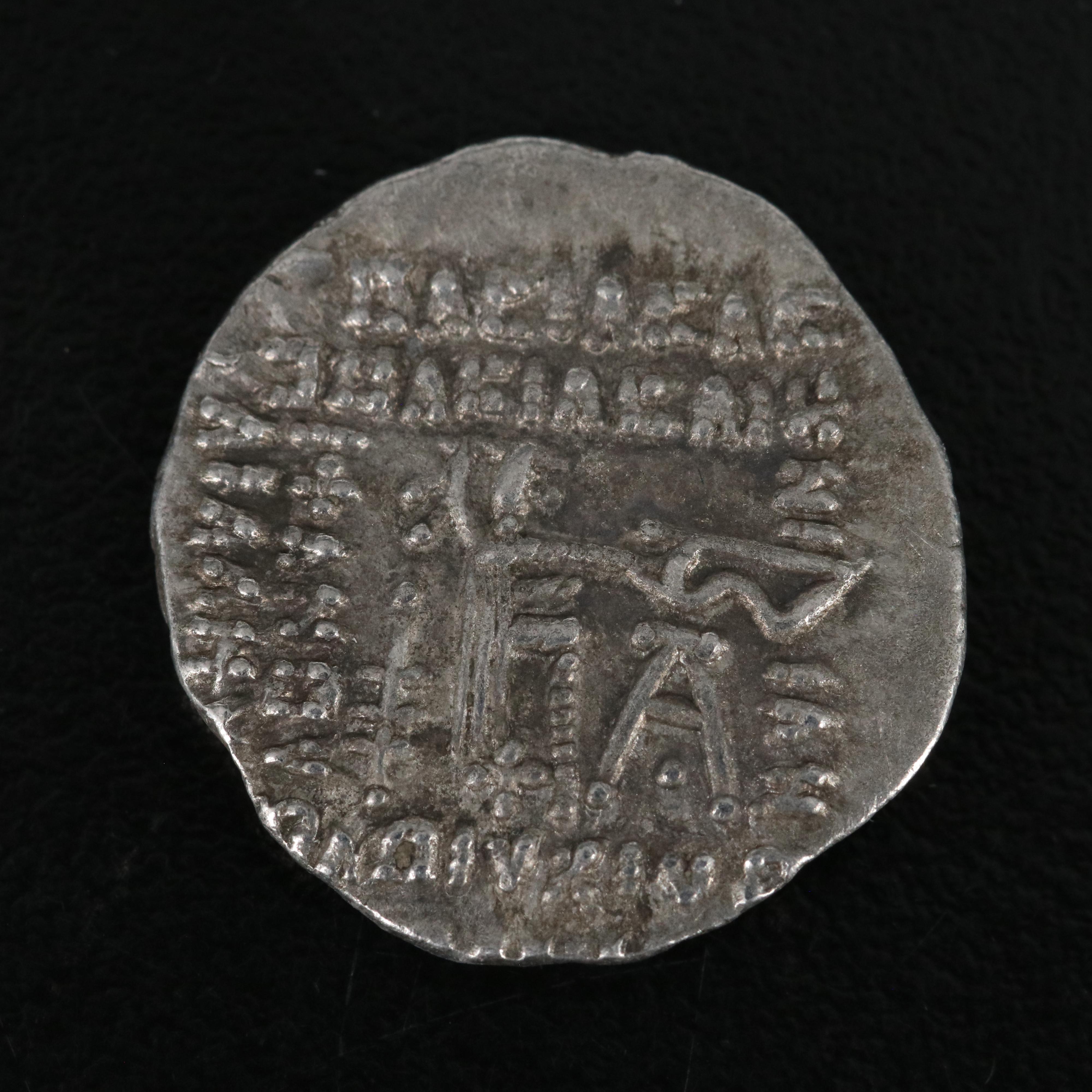Ancient Parthian Kingdom AR Drachm Coin of Pakoros II, ca. 80 A.D.