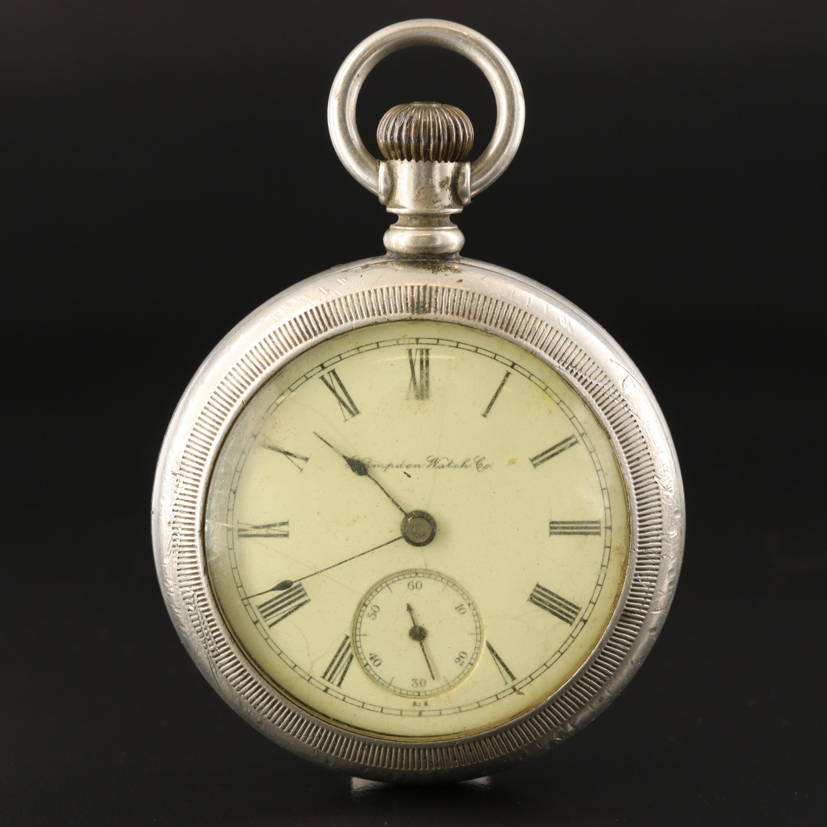 1901 Hampden Watch Co. Silverine Pocket Watch