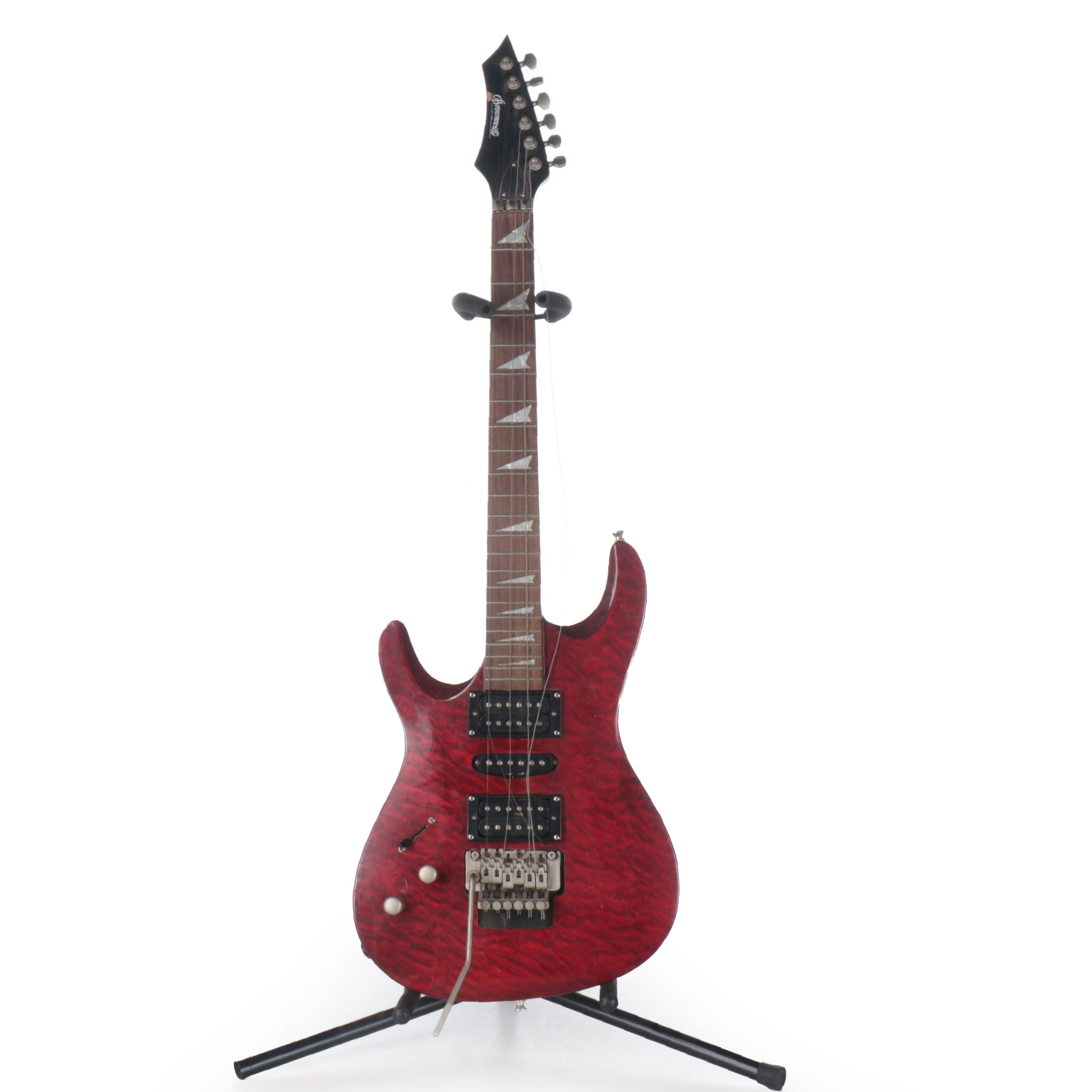 Brownsville Red Quilt Electric Guitar with Mother-of-Pearl Inlay