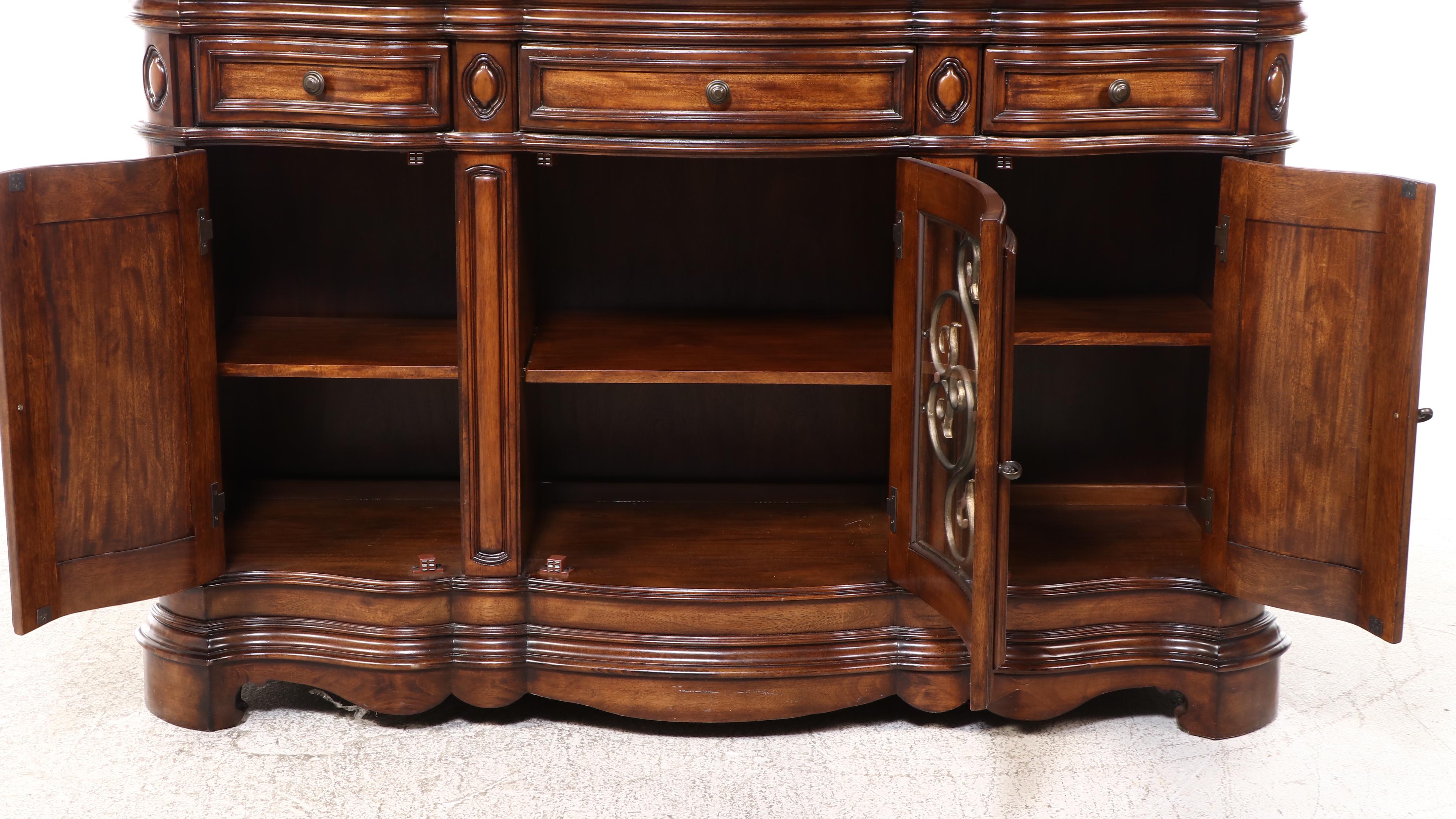 Pulaski "Casa Cristina" Gilt Metal-Mounted & Mahogany-Stained Serpentine Buffet