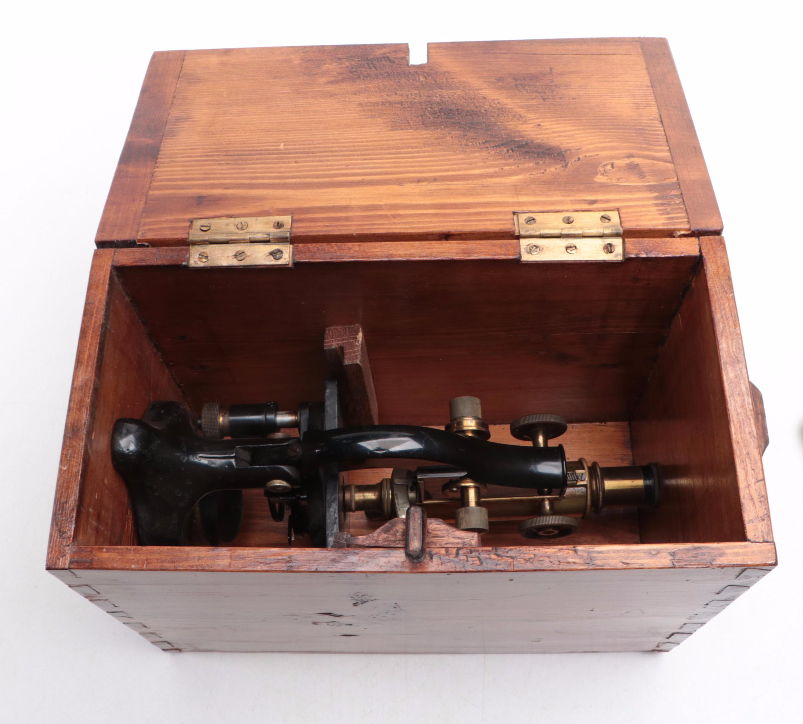 Carl Zeiss Jena Monocular Microscope with Wooden Storage Case