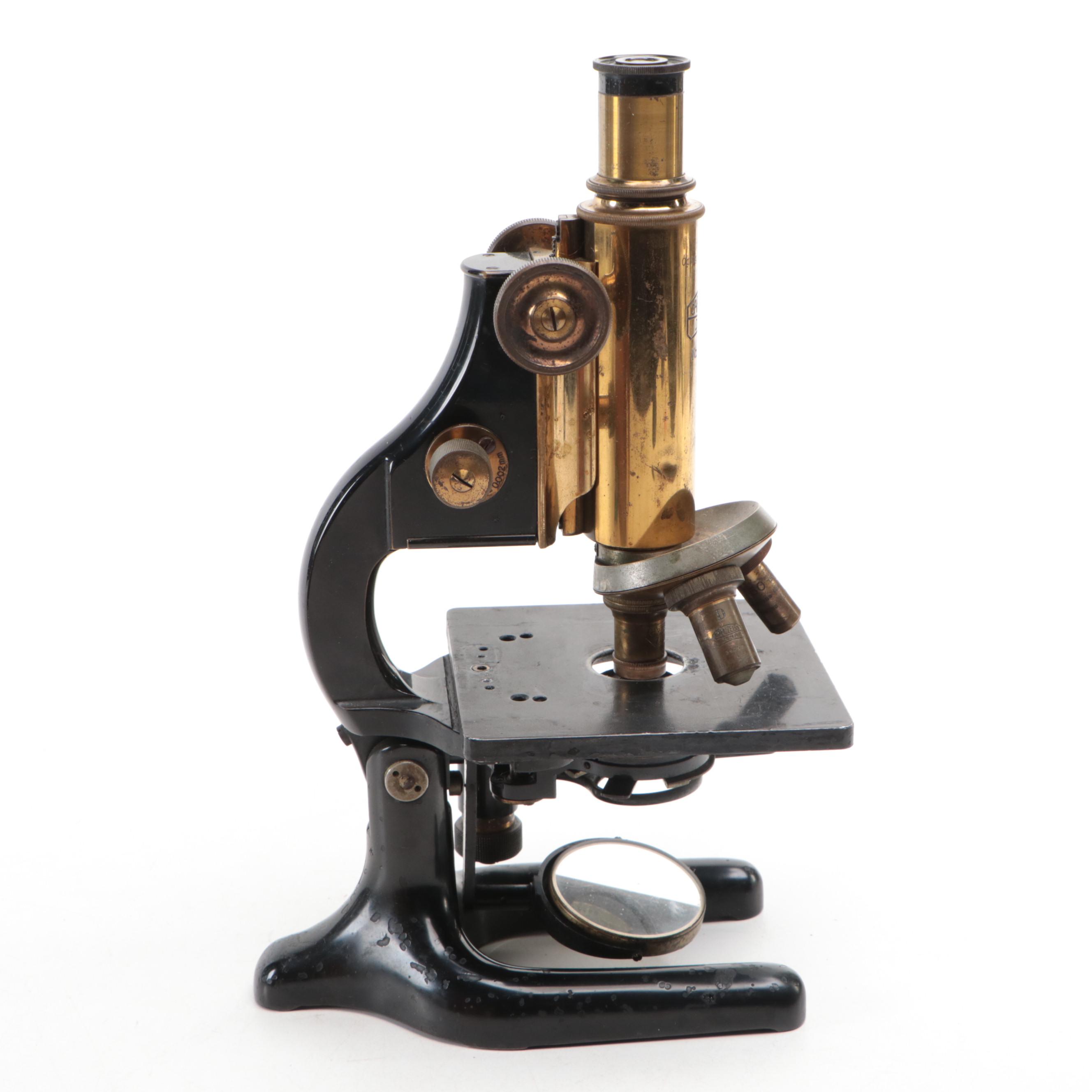 Carl Zeiss Jena Monocular Microscope with Wooden Storage Case