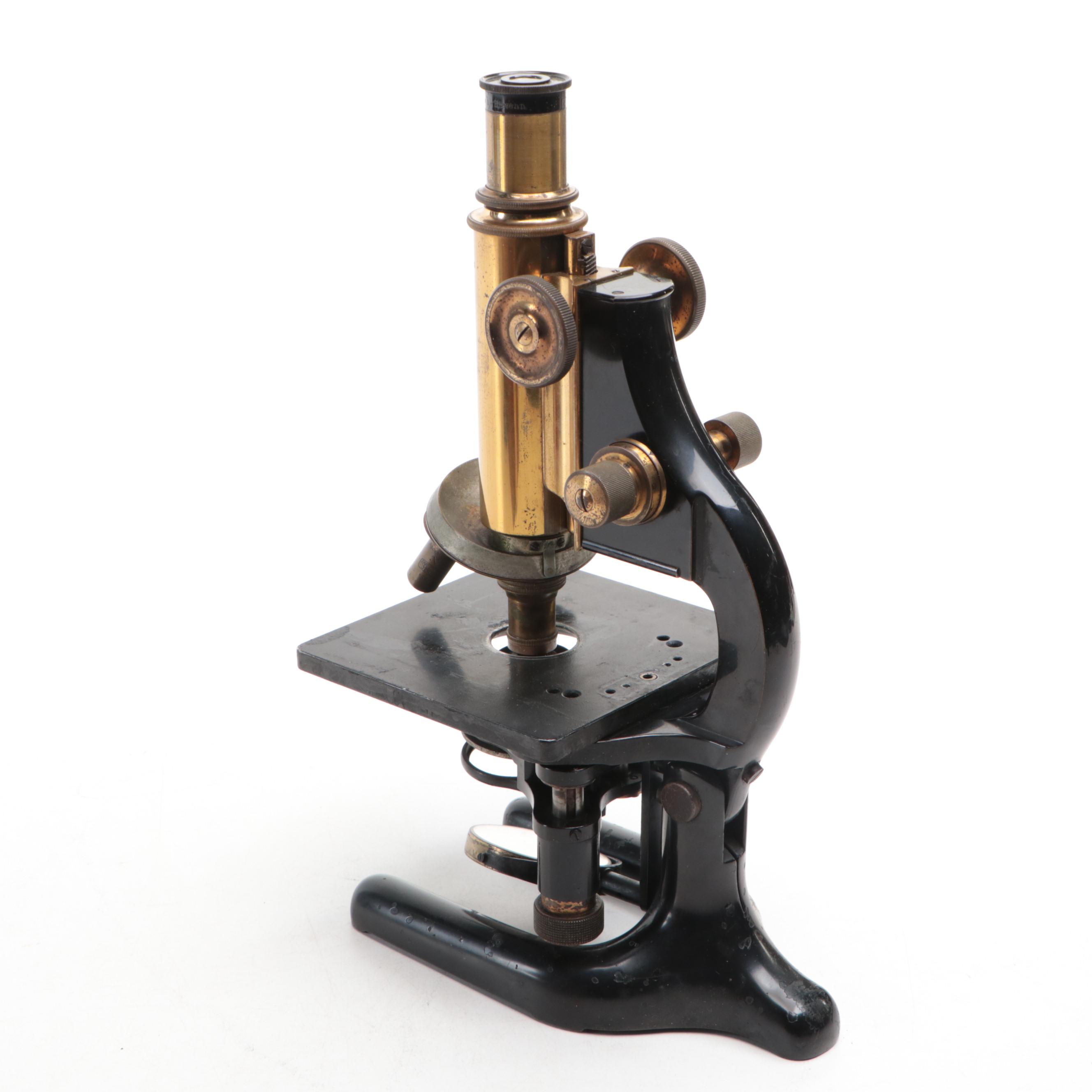 Carl Zeiss Jena Monocular Microscope with Wooden Storage Case