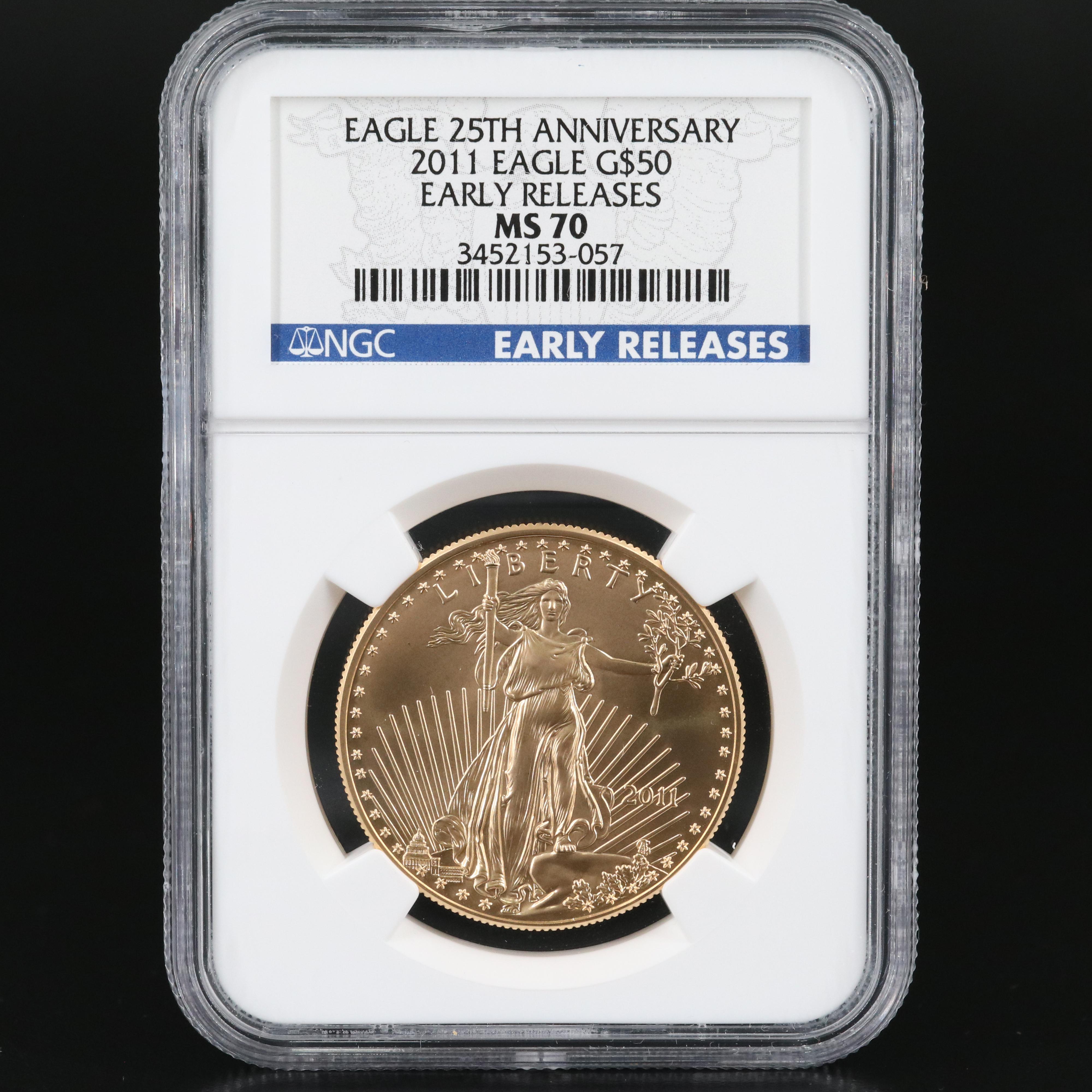NGC Graded MS70 2011 $50 One Ounce Gold Eagle Bullion Coin