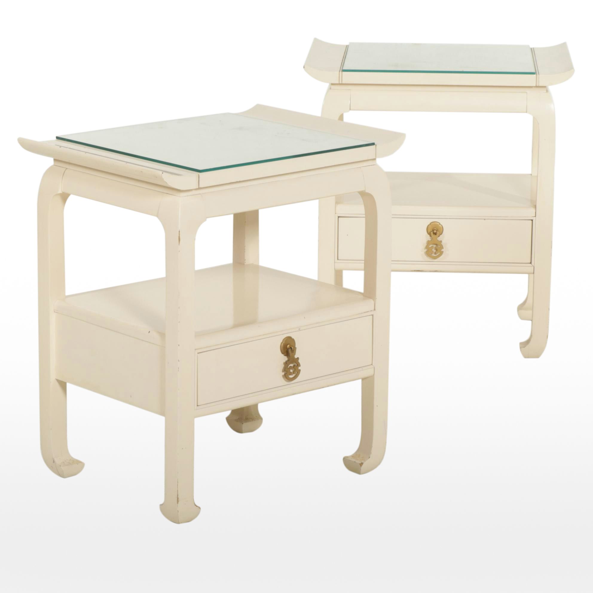 Kent-Coffey "The Amerasia" Chinoiserie Painted Nightstands, Pair