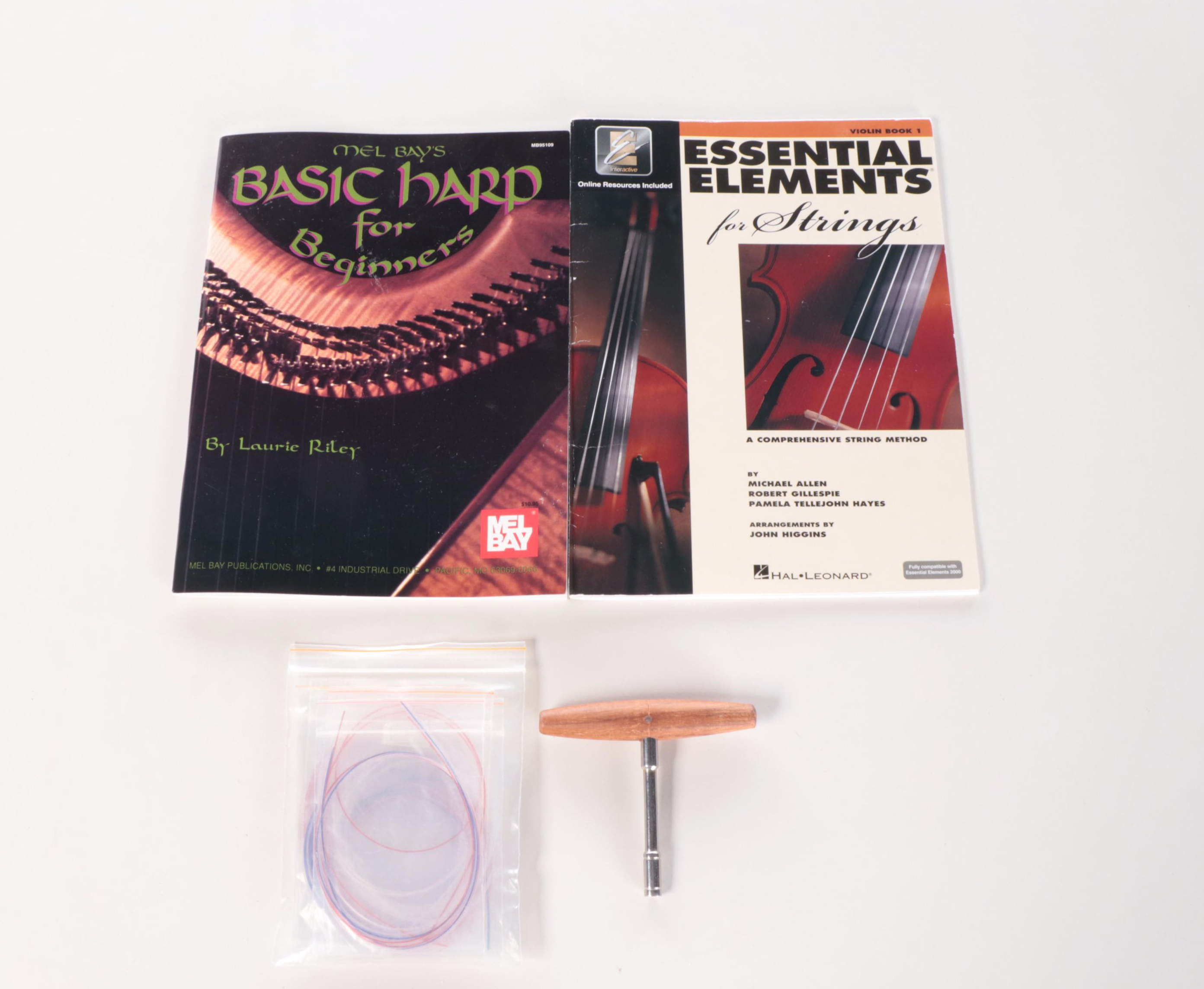 Carved Wood Harp with Celtic Motif