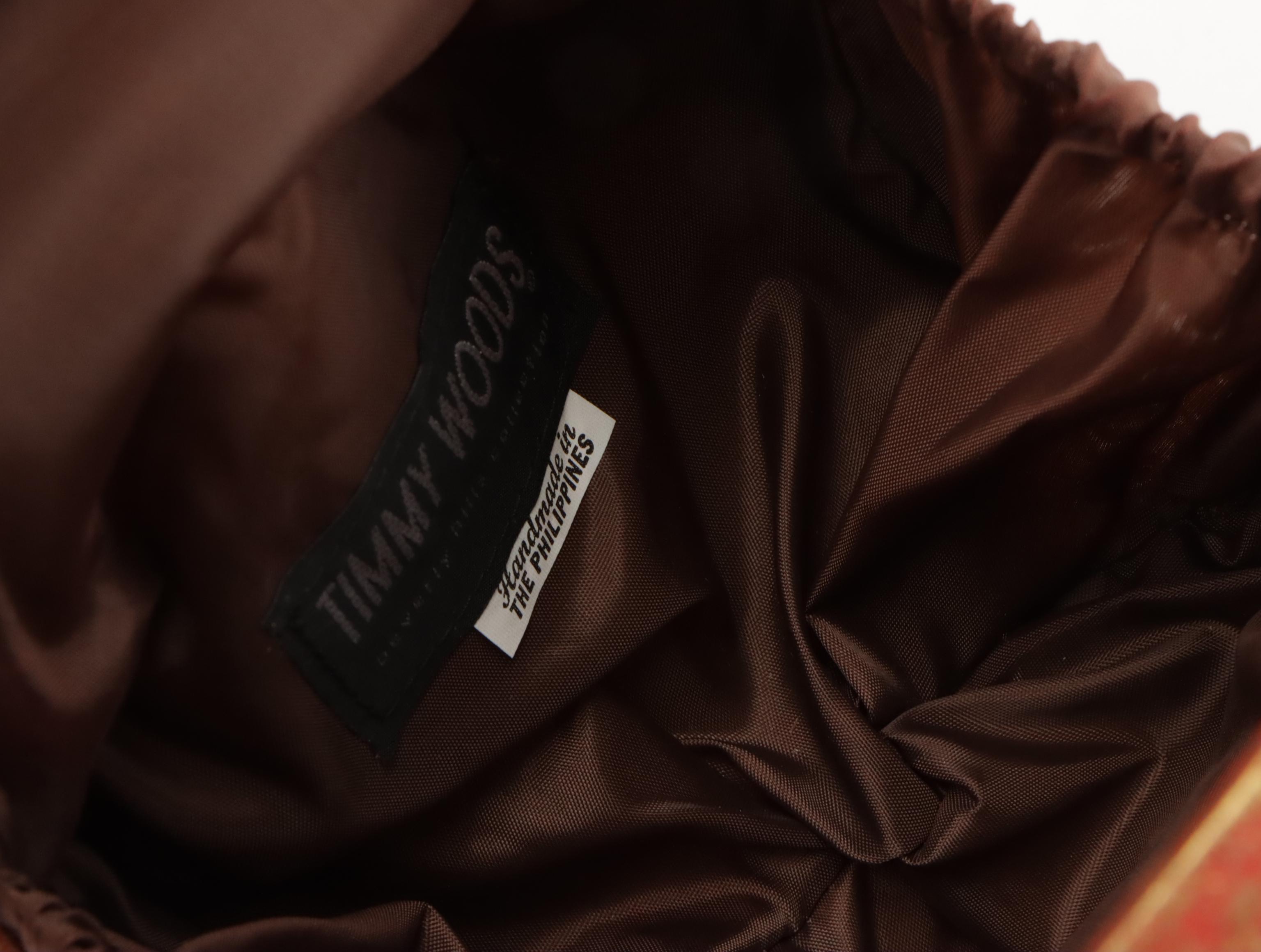 Timmy Woods Signed Santa Purse in Sculpted Acacia Wood with Tag, 1996