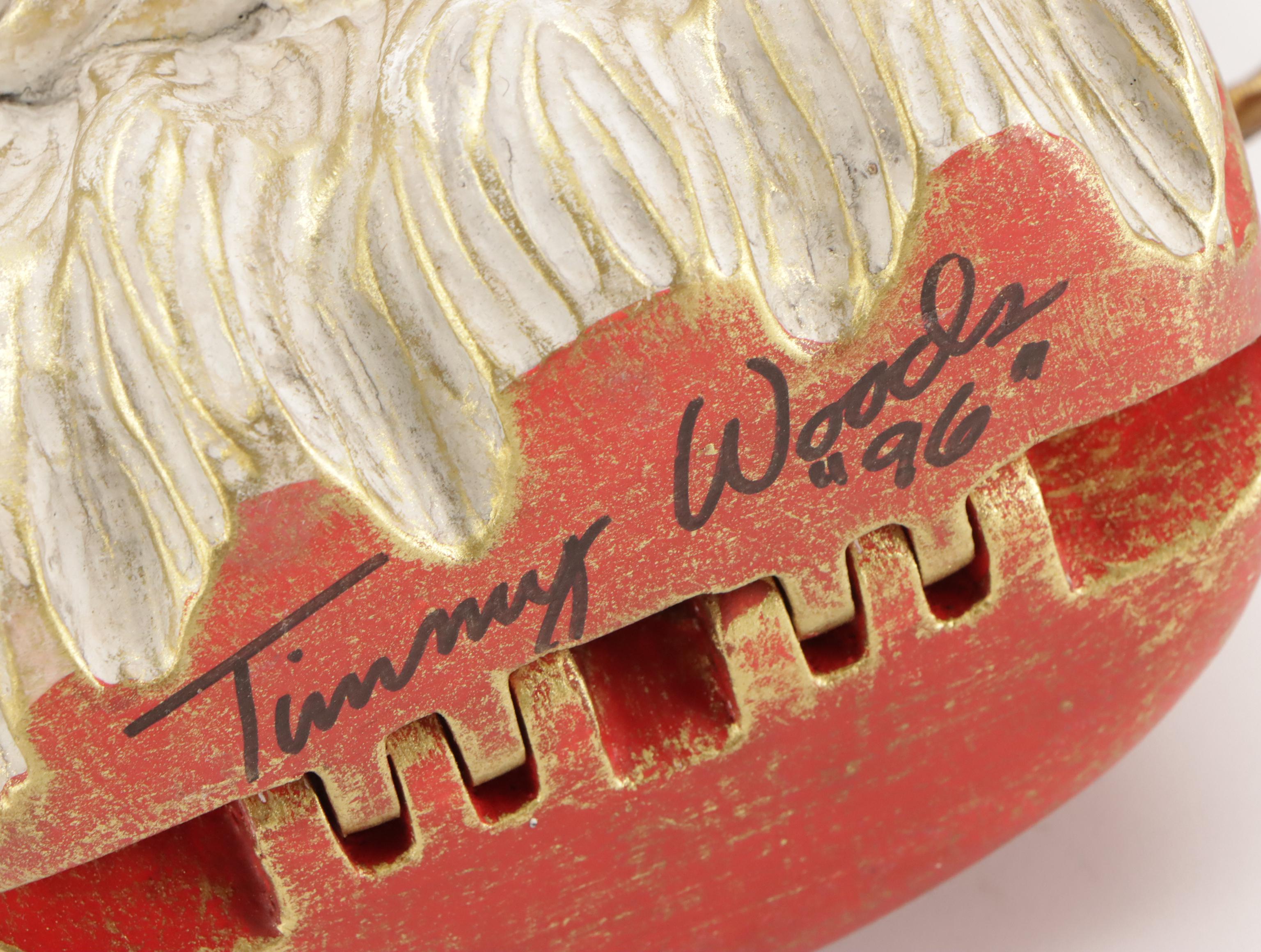 Timmy Woods Signed Santa Purse in Sculpted Acacia Wood with Tag, 1996