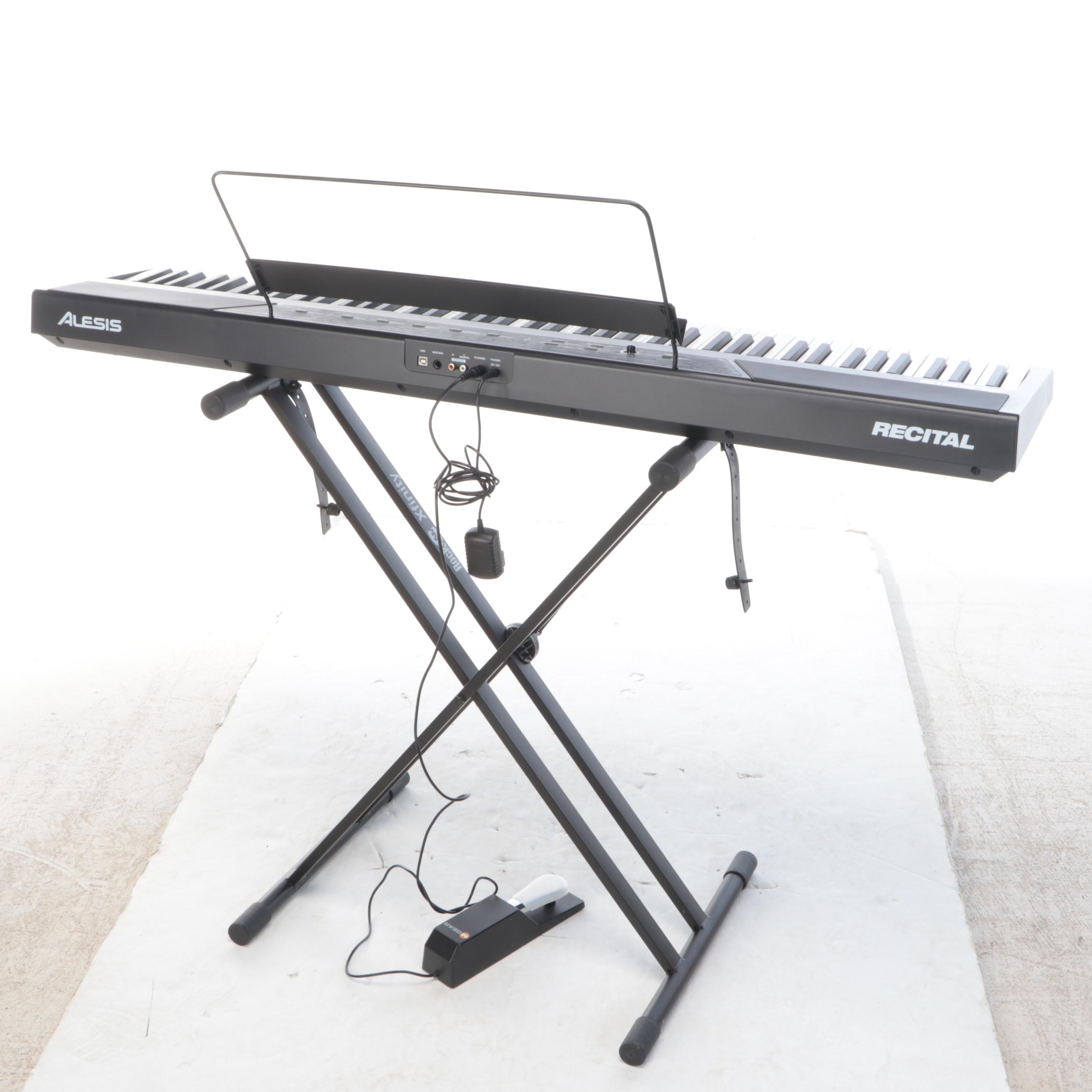 Alesis Recital 88 Key Digital Keyboard with Stand and Stool, Contemporary