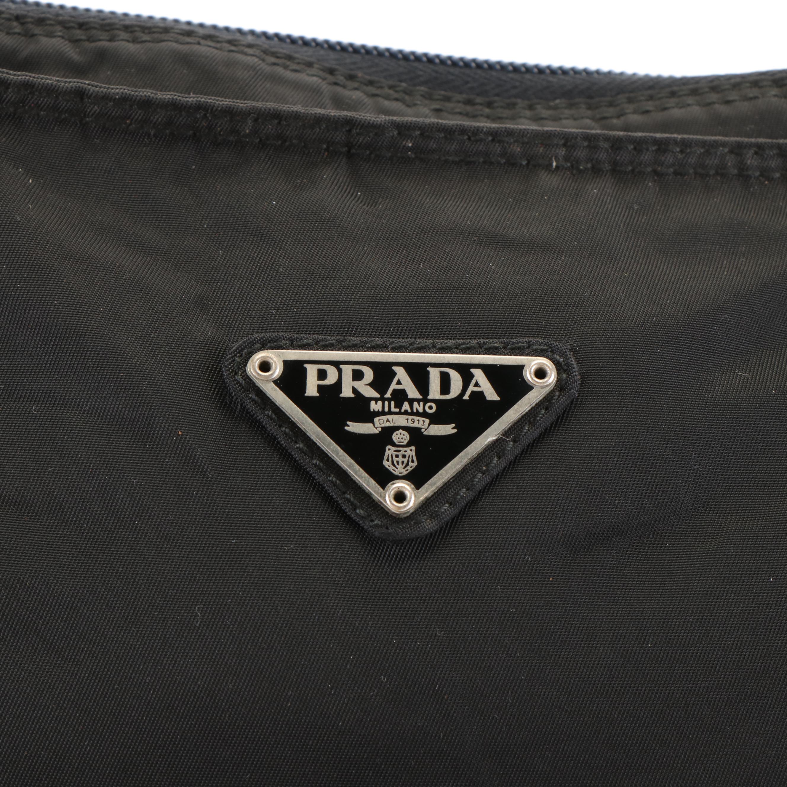 Prada Tessuto Black Nylon Flat Messenger Bag
