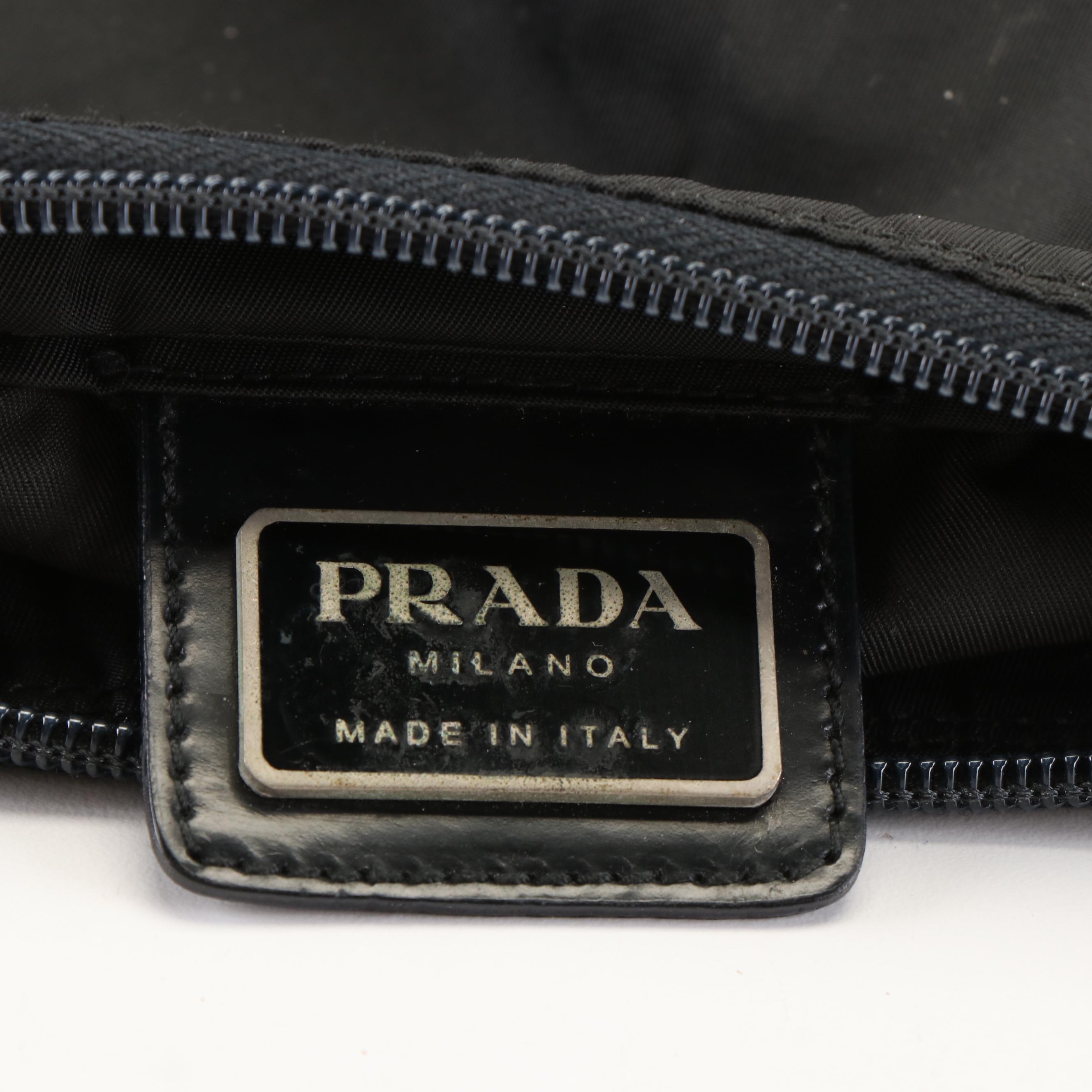 Prada Tessuto Black Nylon Flat Messenger Bag