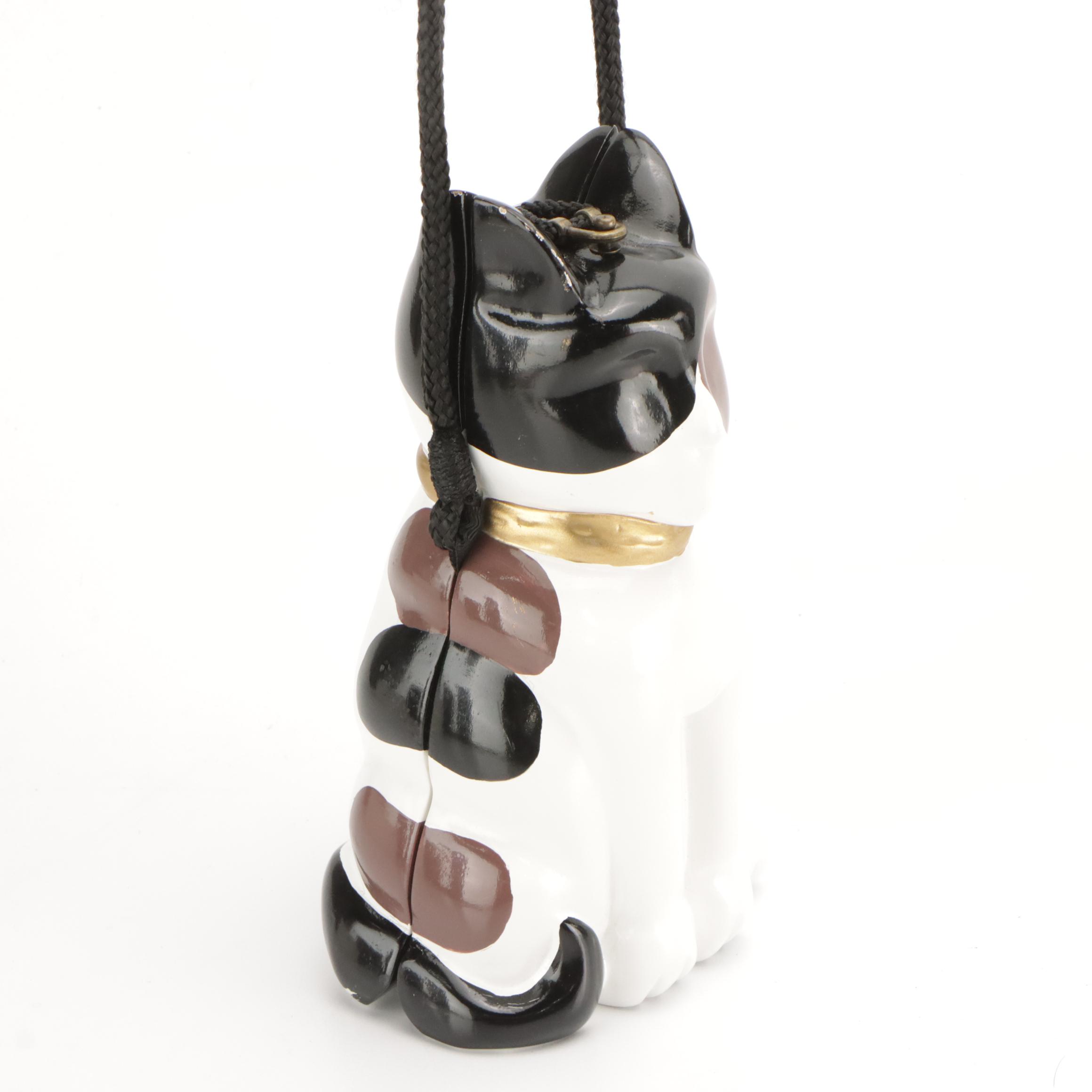 Timmy Woods Calico Cat Purse in Sculpted Acacia Wood