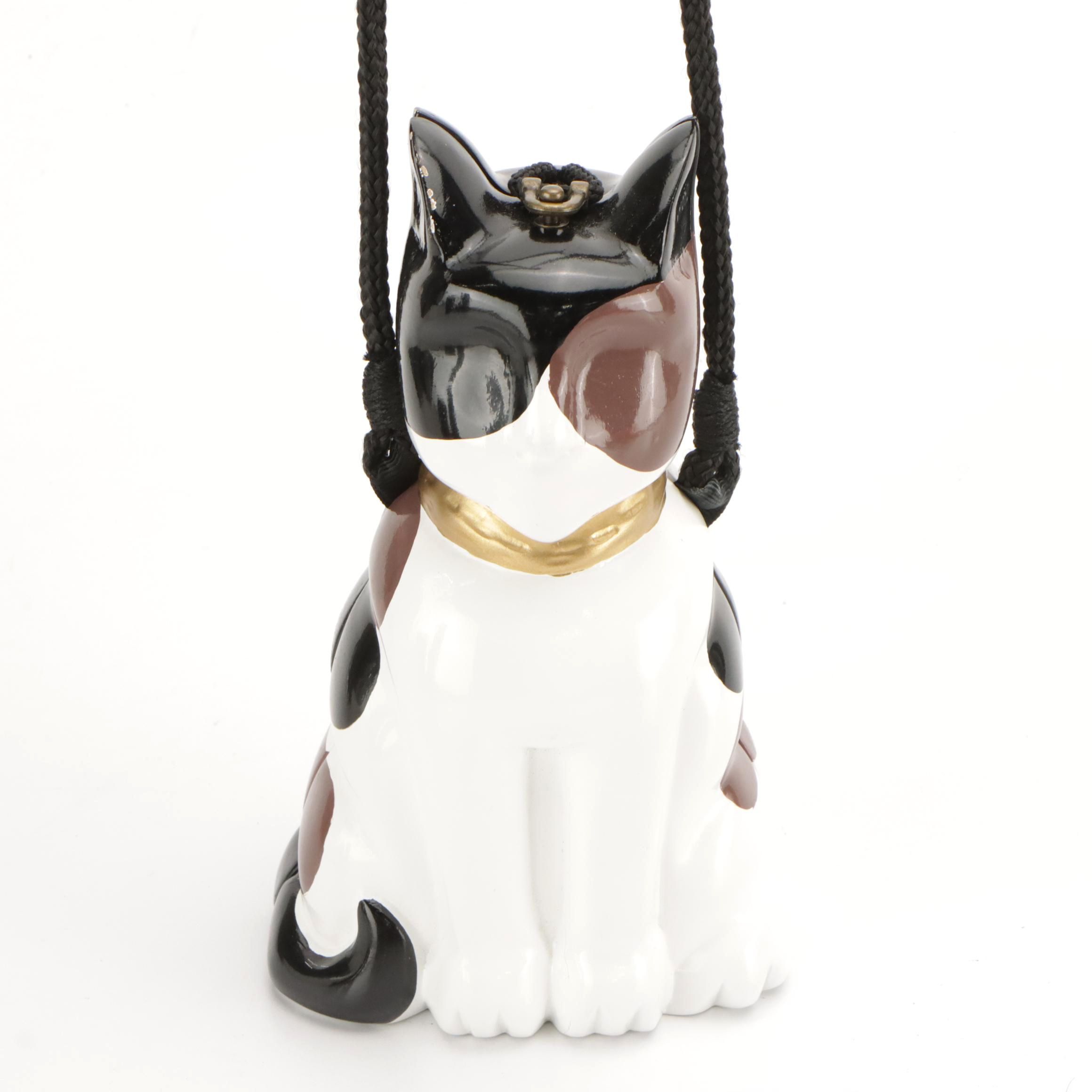 Timmy Woods Calico Cat Purse in Sculpted Acacia Wood