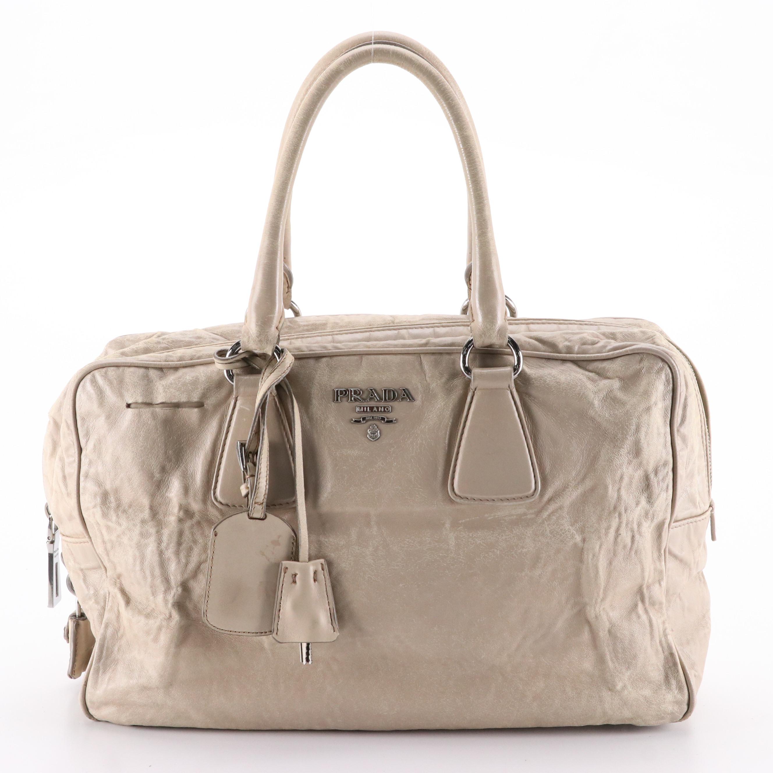 Prada Satchel in Pomice Antique Nappa Leather