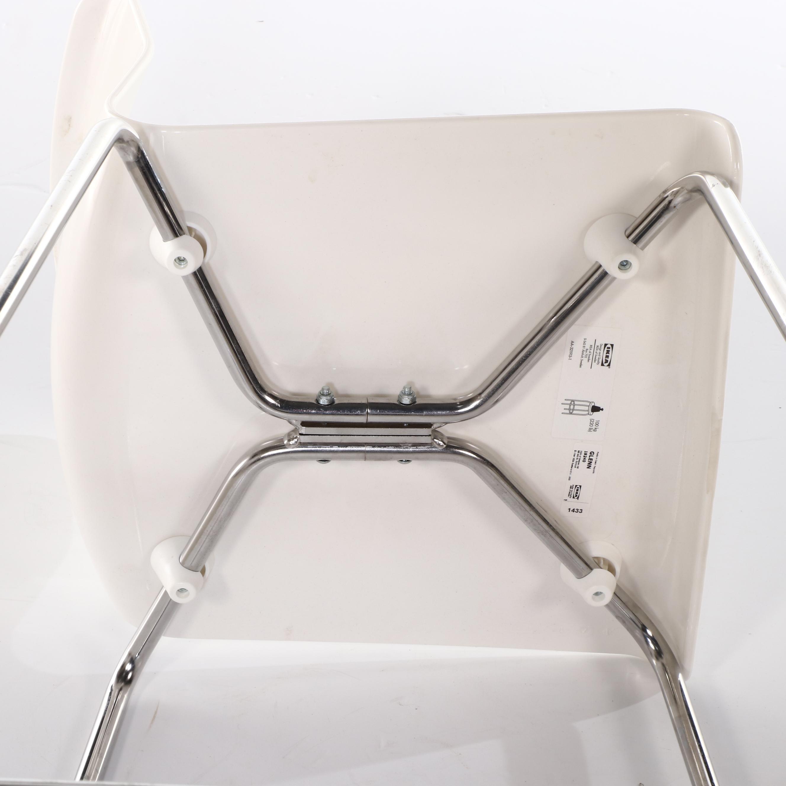 Six IKEA "Glenn" Modernist Style Chromed Steel and Molded Plastic Bar Stools