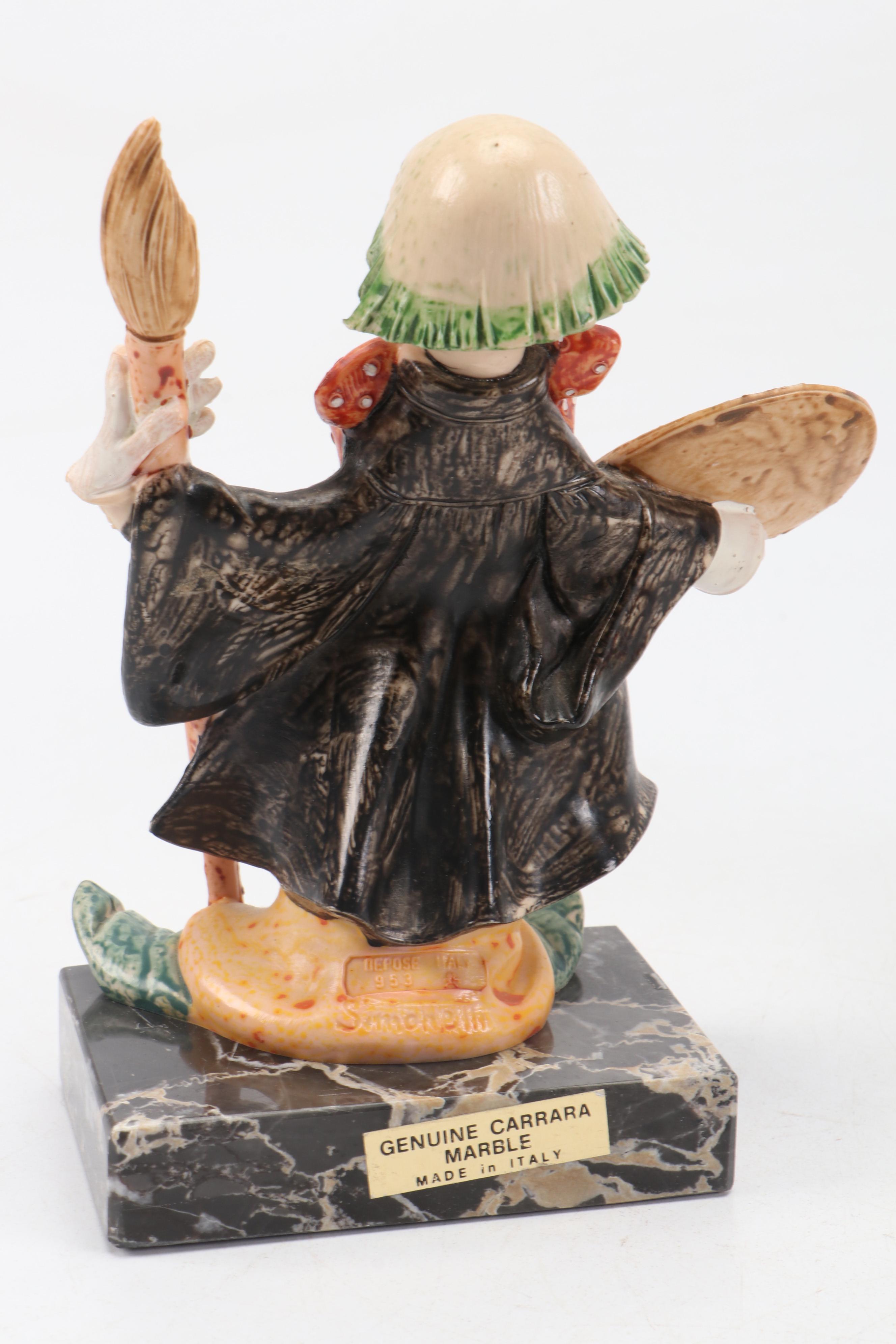 Porcelain and Resin Clown Figurines and The Golfer Dog Figurine