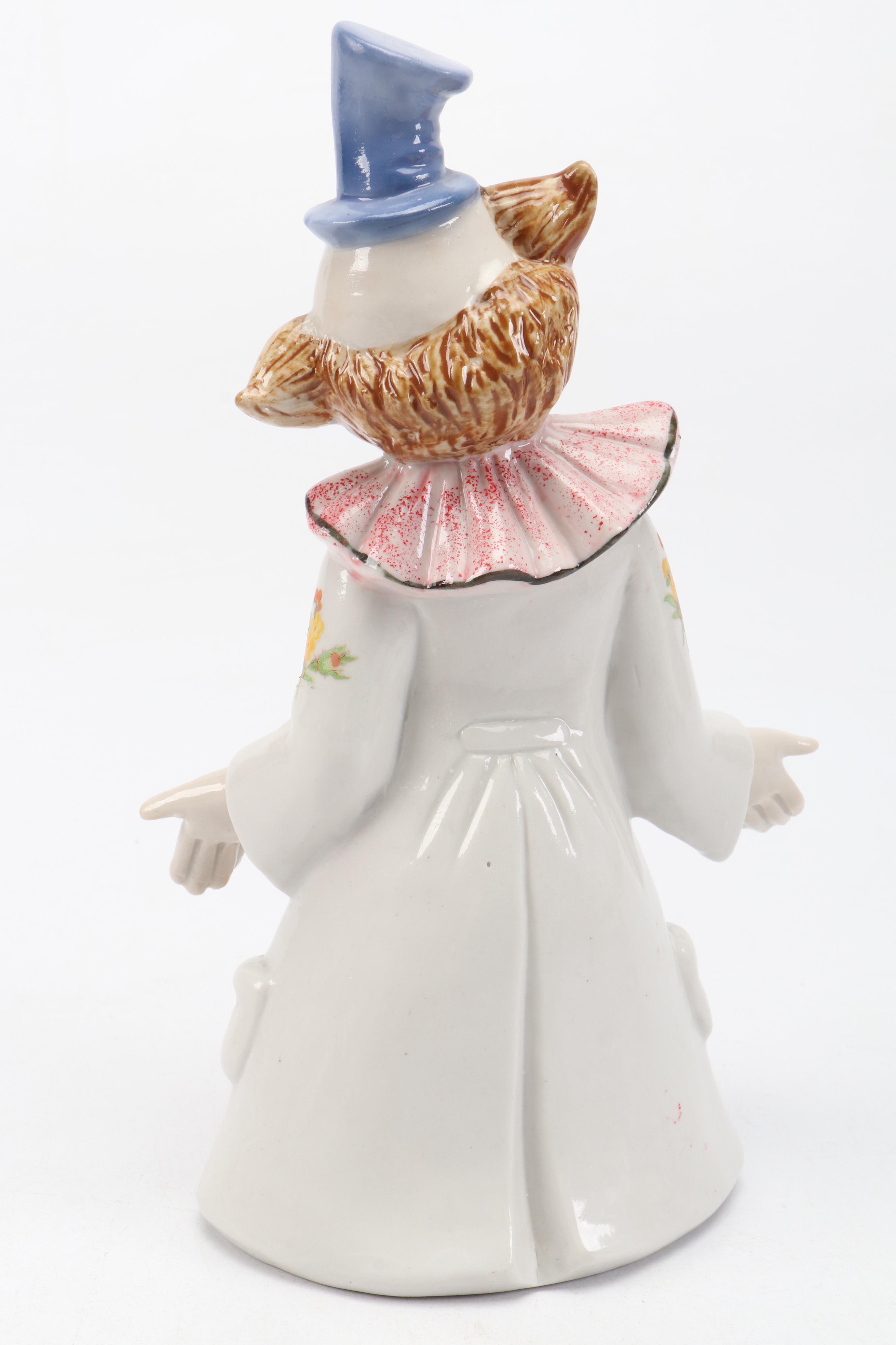 Porcelain and Resin Clown Figurines and The Golfer Dog Figurine