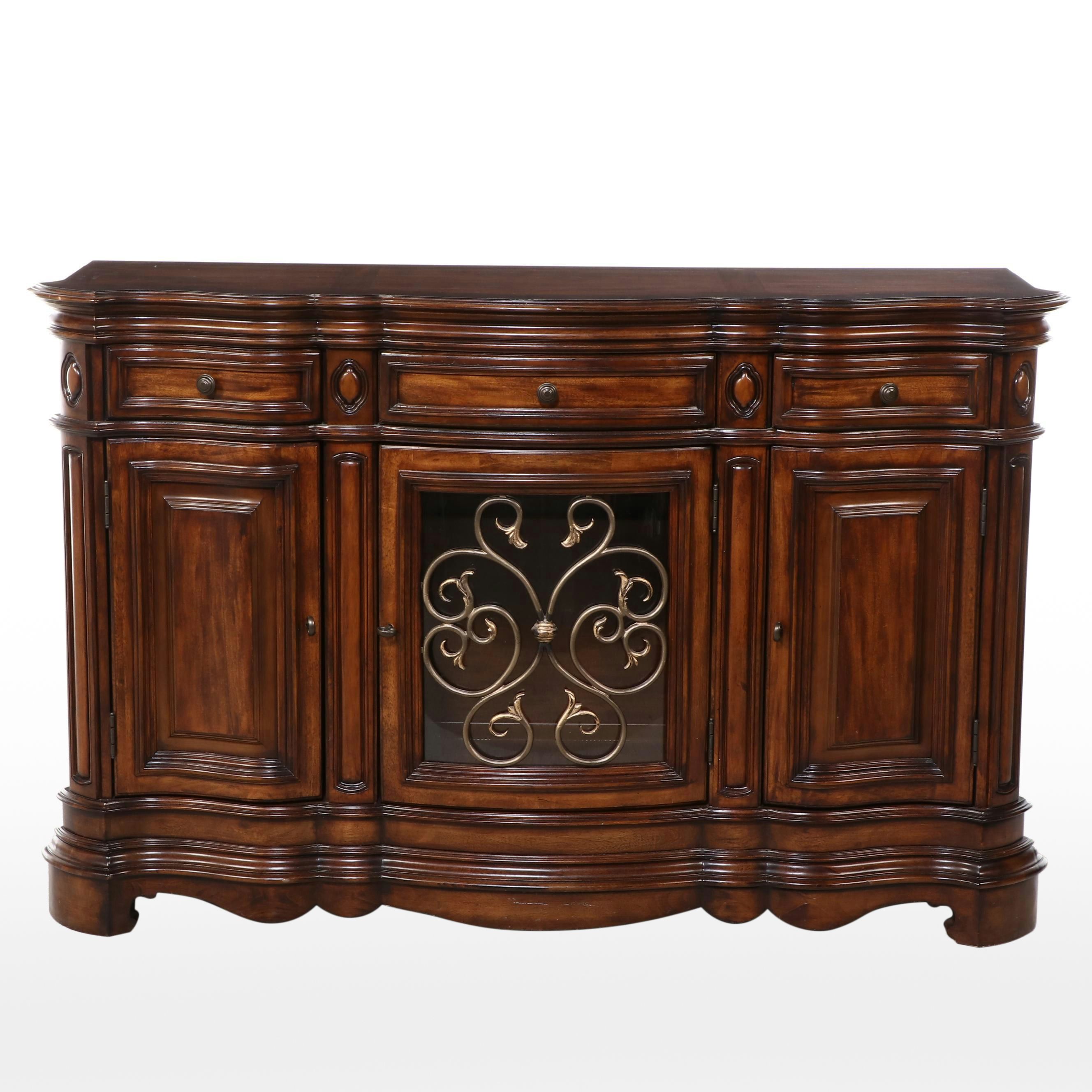 Pulaski "Casa Cristina" Gilt Metal-Mounted & Mahogany-Stained Serpentine Buffet
