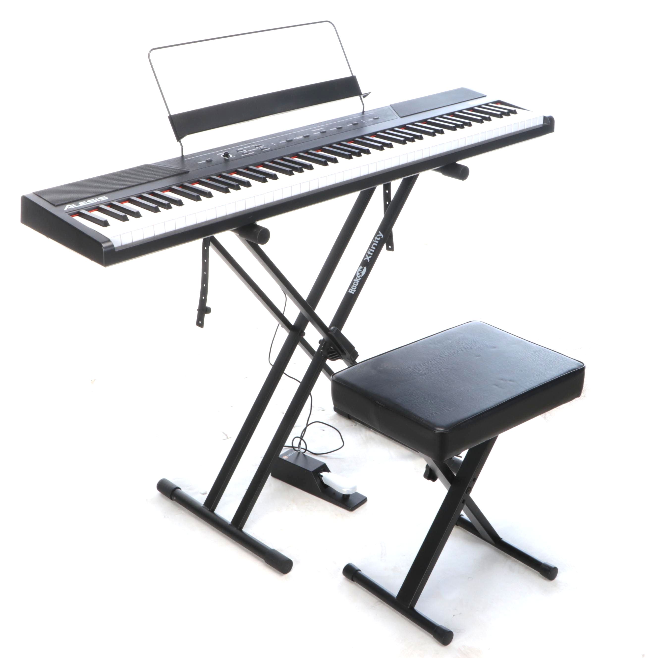 Alesis Recital 88 Key Digital Keyboard with Stand and Stool, Contemporary