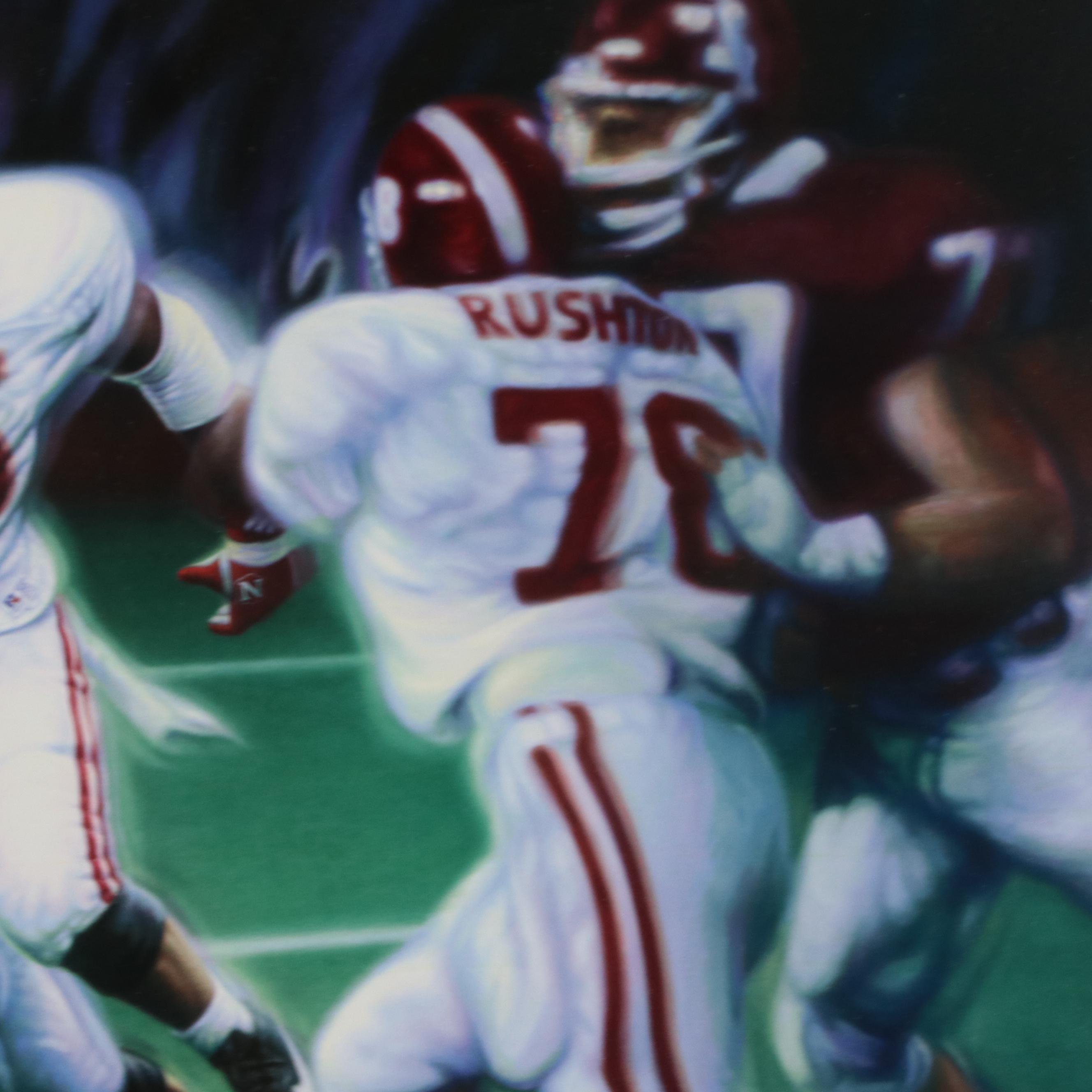 Daniel Moore Signed "Third and Long" Alabama Crimson Tide Print with Display