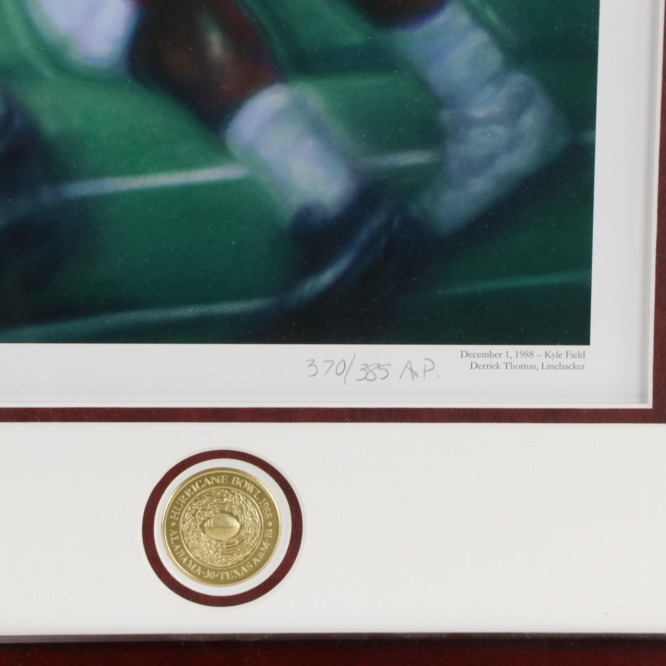 Daniel Moore Signed "Third and Long" Alabama Crimson Tide Print with Display