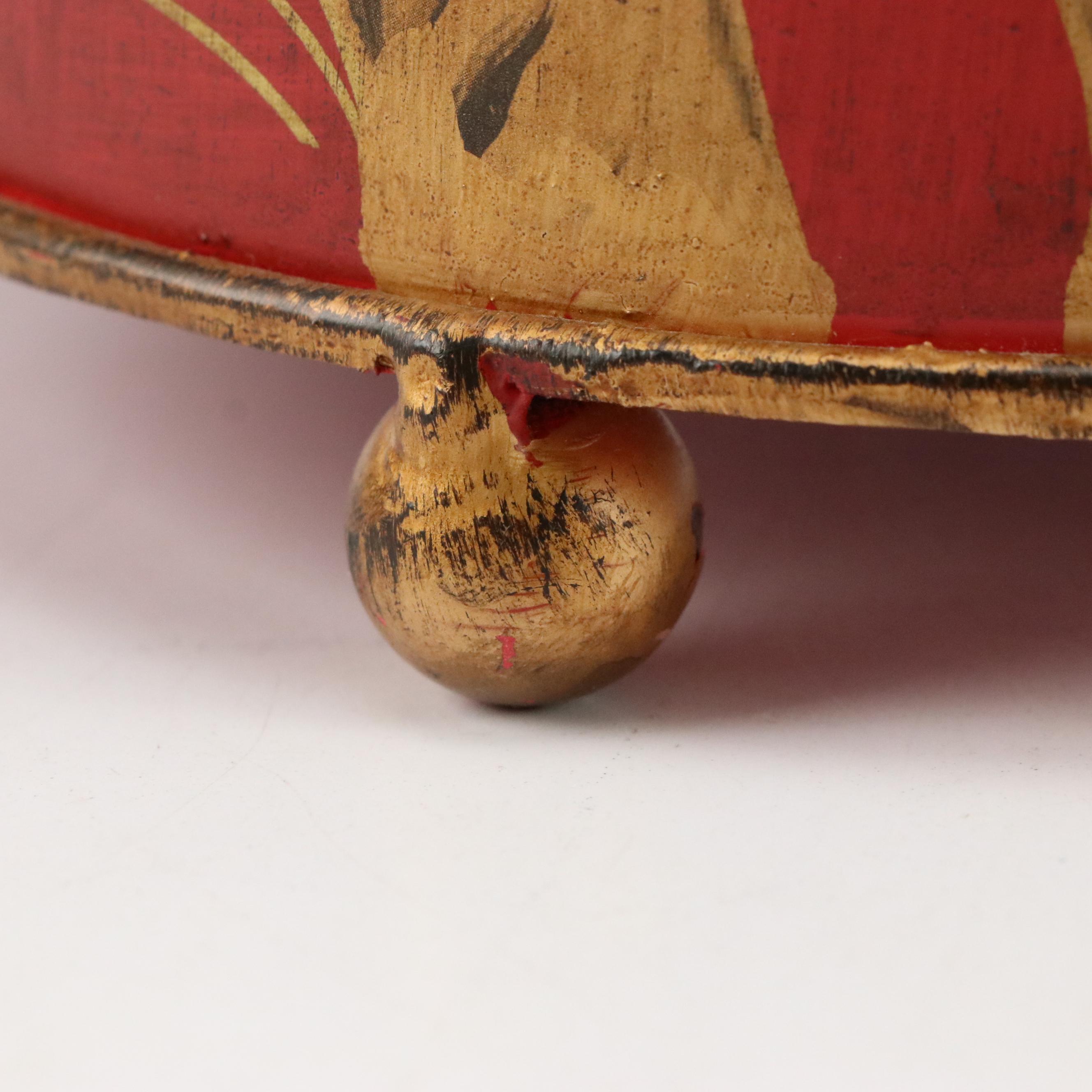 Chinoiserie Style Toleware Bird and Tree Motif Waste Basket