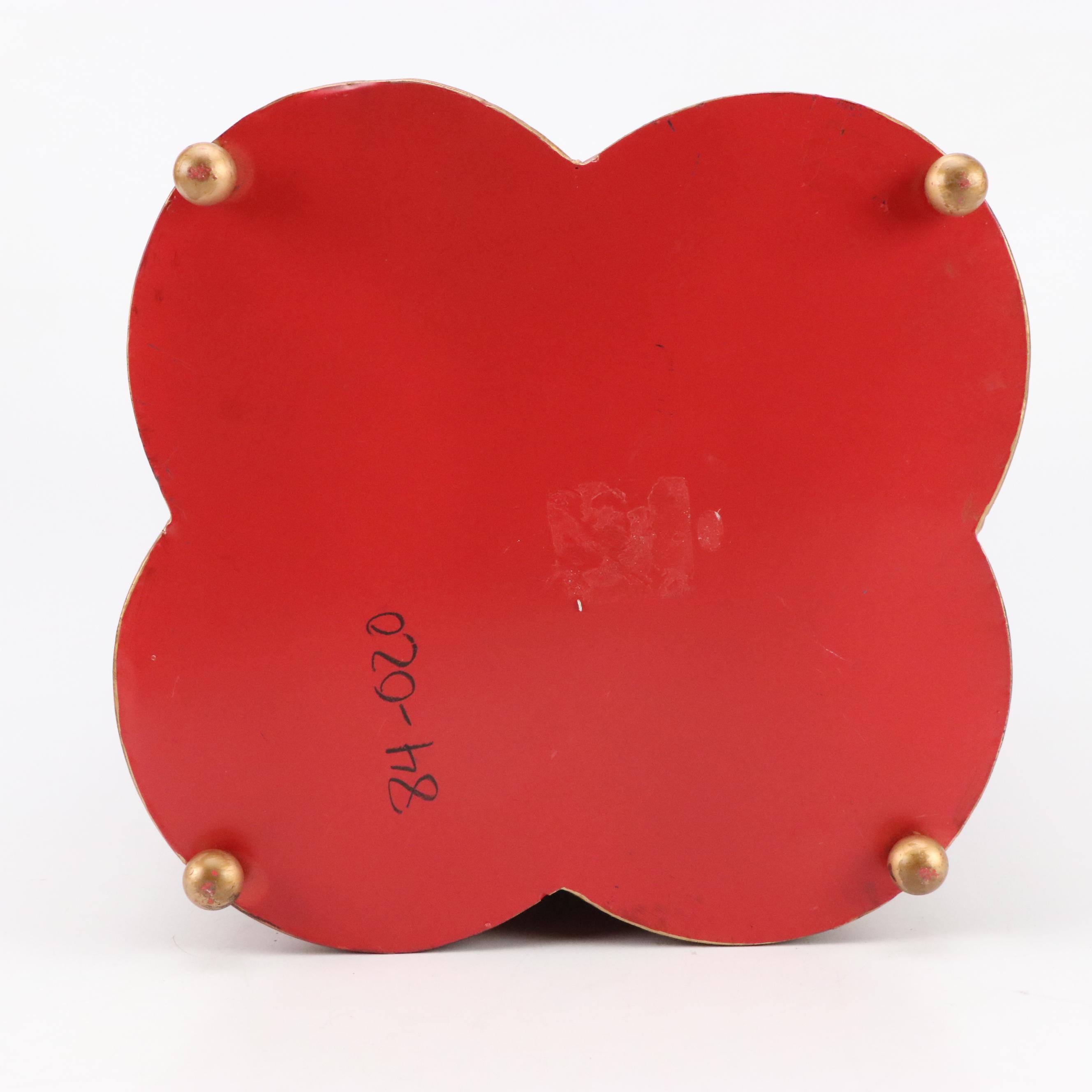 Chinoiserie Style Toleware Bird and Tree Motif Waste Basket