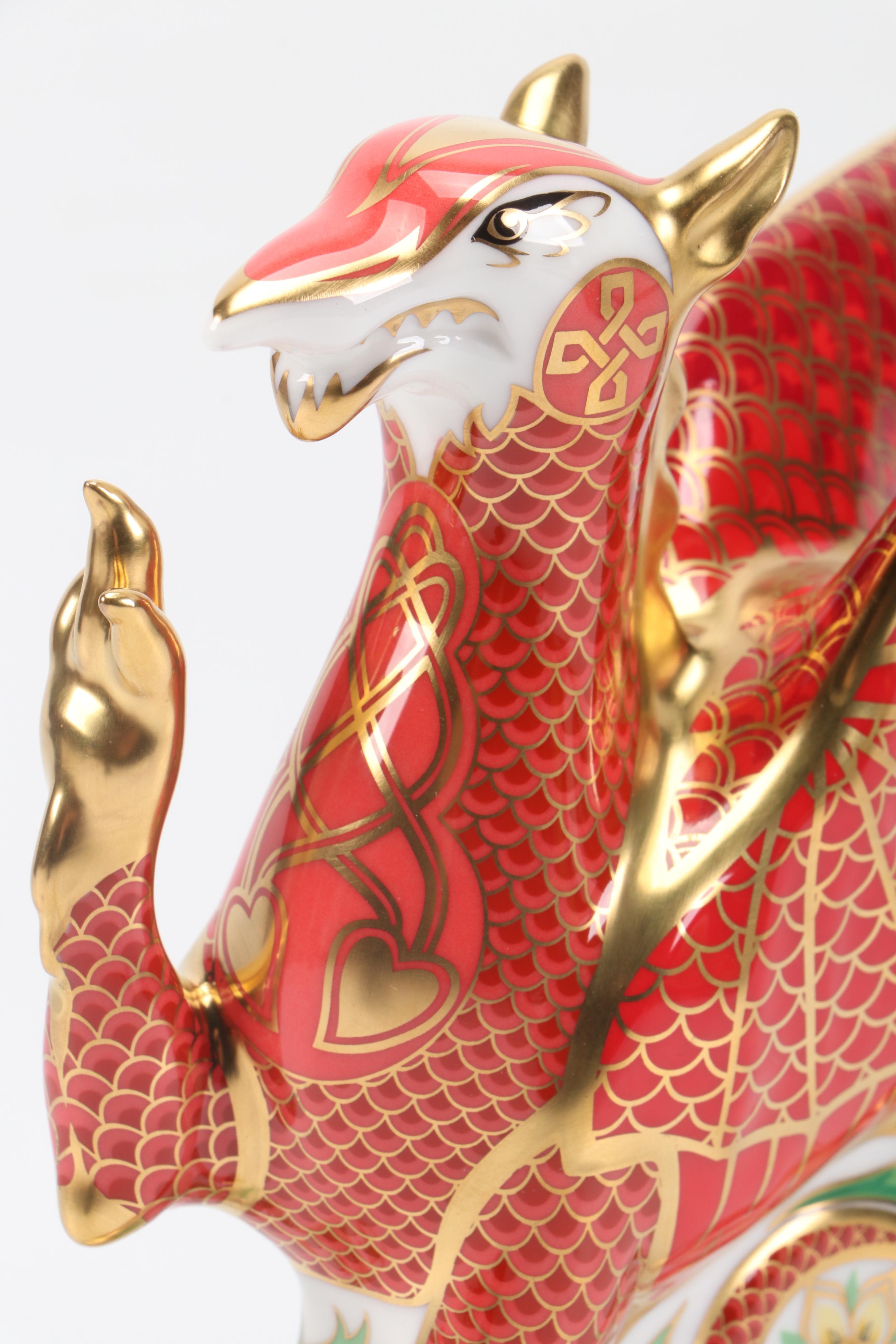 Royal Crown Derby Limited Edition "Welsh Dragon" Bone China Paperweight