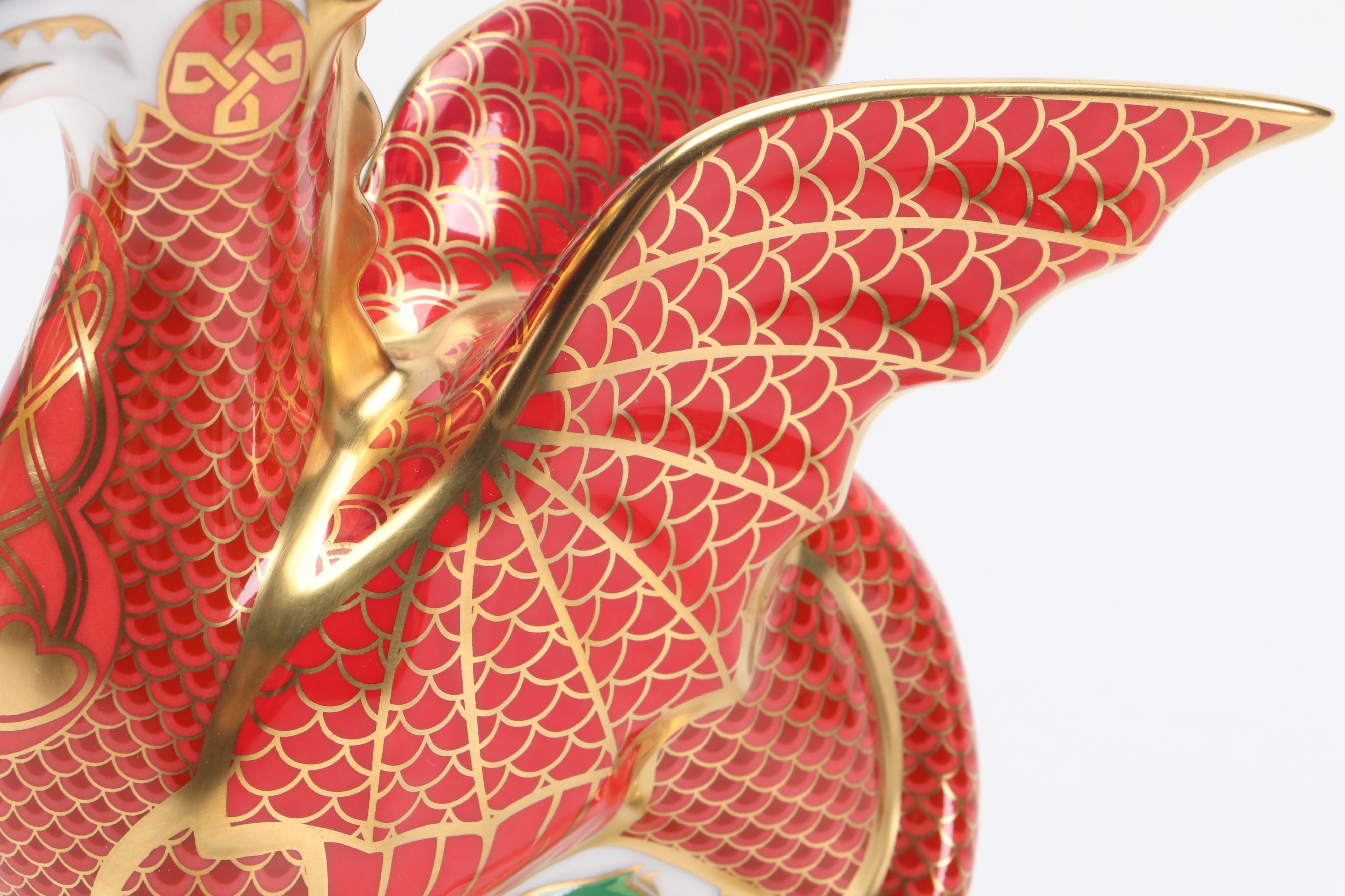 Royal Crown Derby Limited Edition "Welsh Dragon" Bone China Paperweight