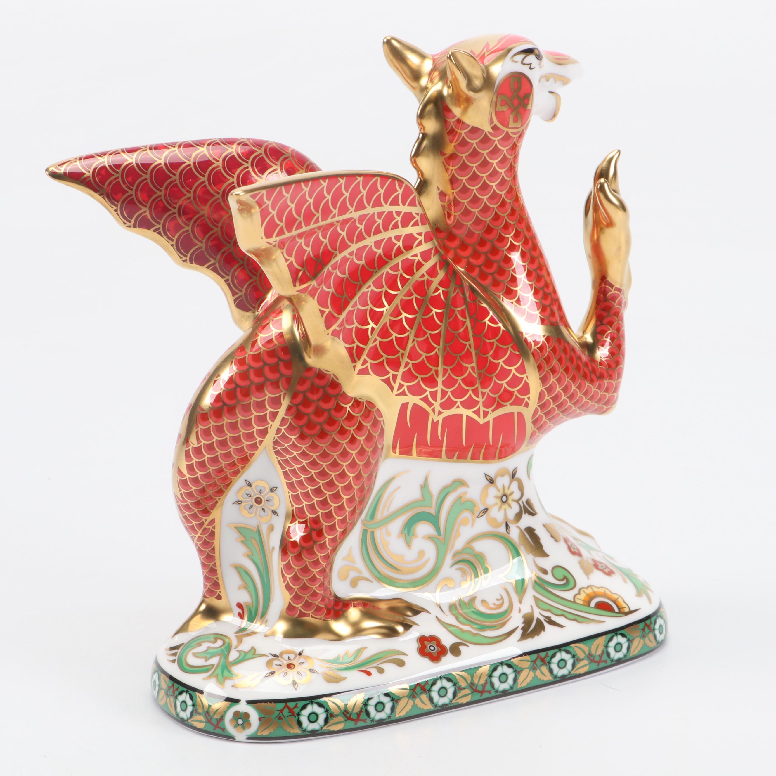 Royal Crown Derby Limited Edition "Welsh Dragon" Bone China Paperweight