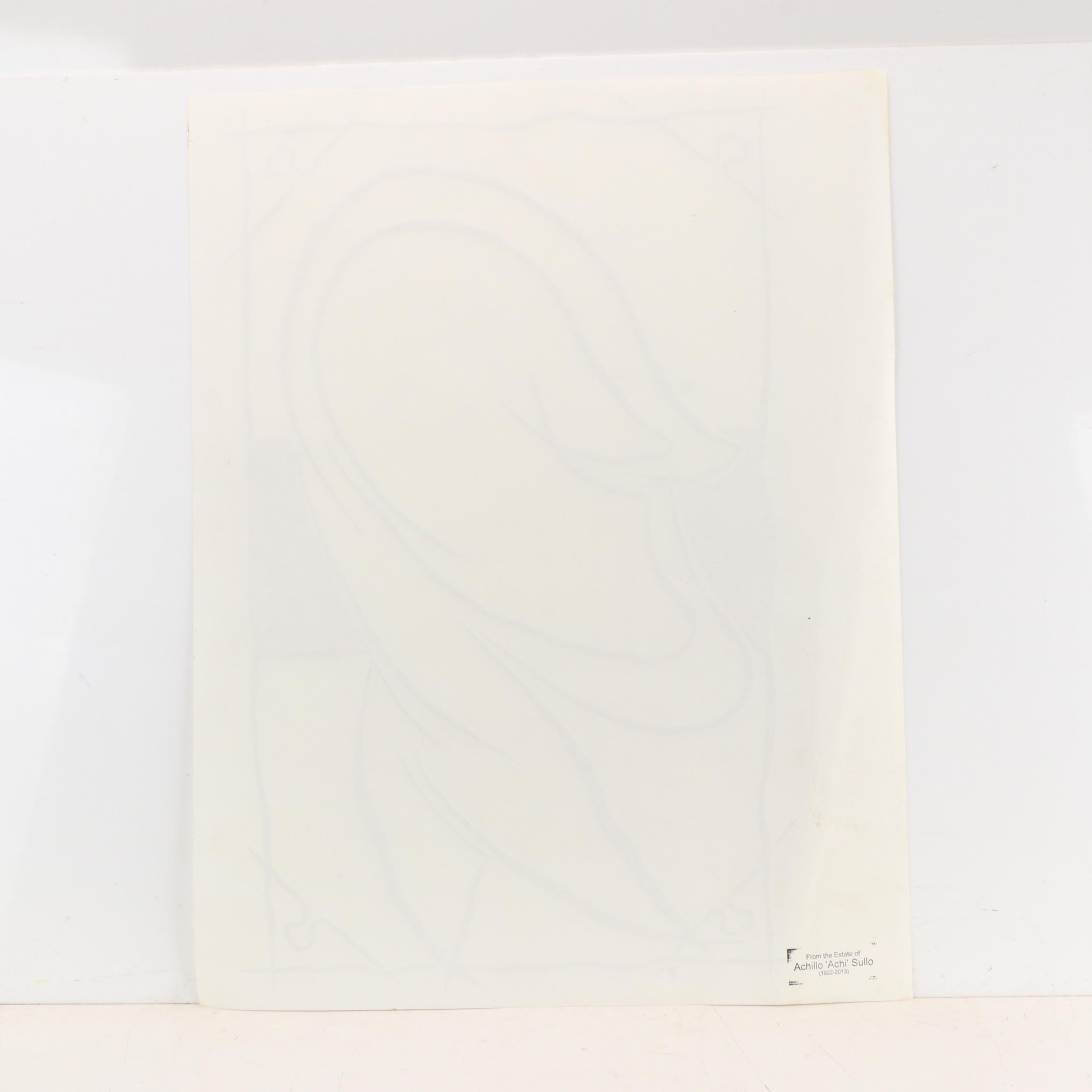 Achillo “Achi” Sullo Abstract Ink Drawing, Mid–Late 20th Century