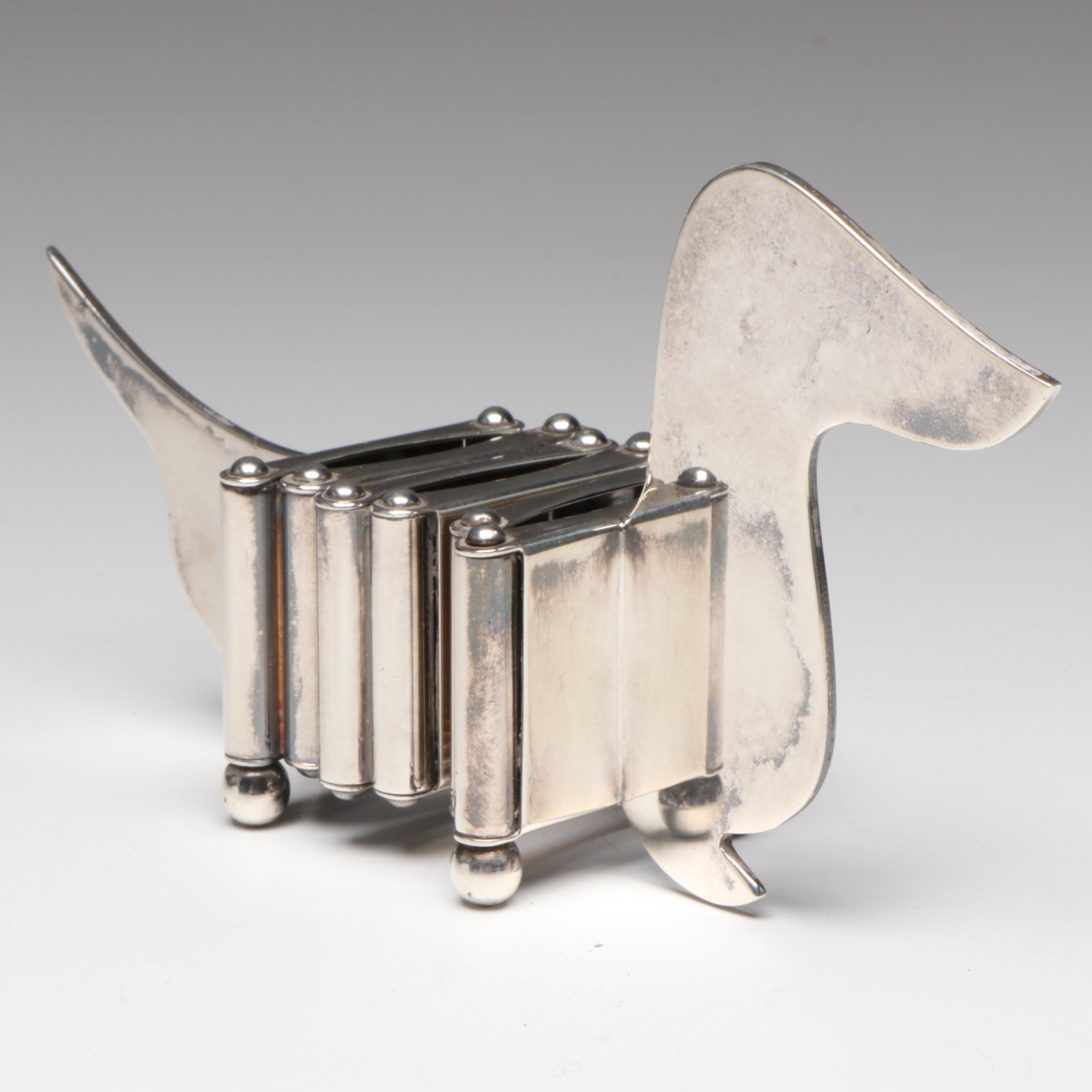 French Hermès Silver Plate Articulating Dachshund Picture Frame, Late 20th C.