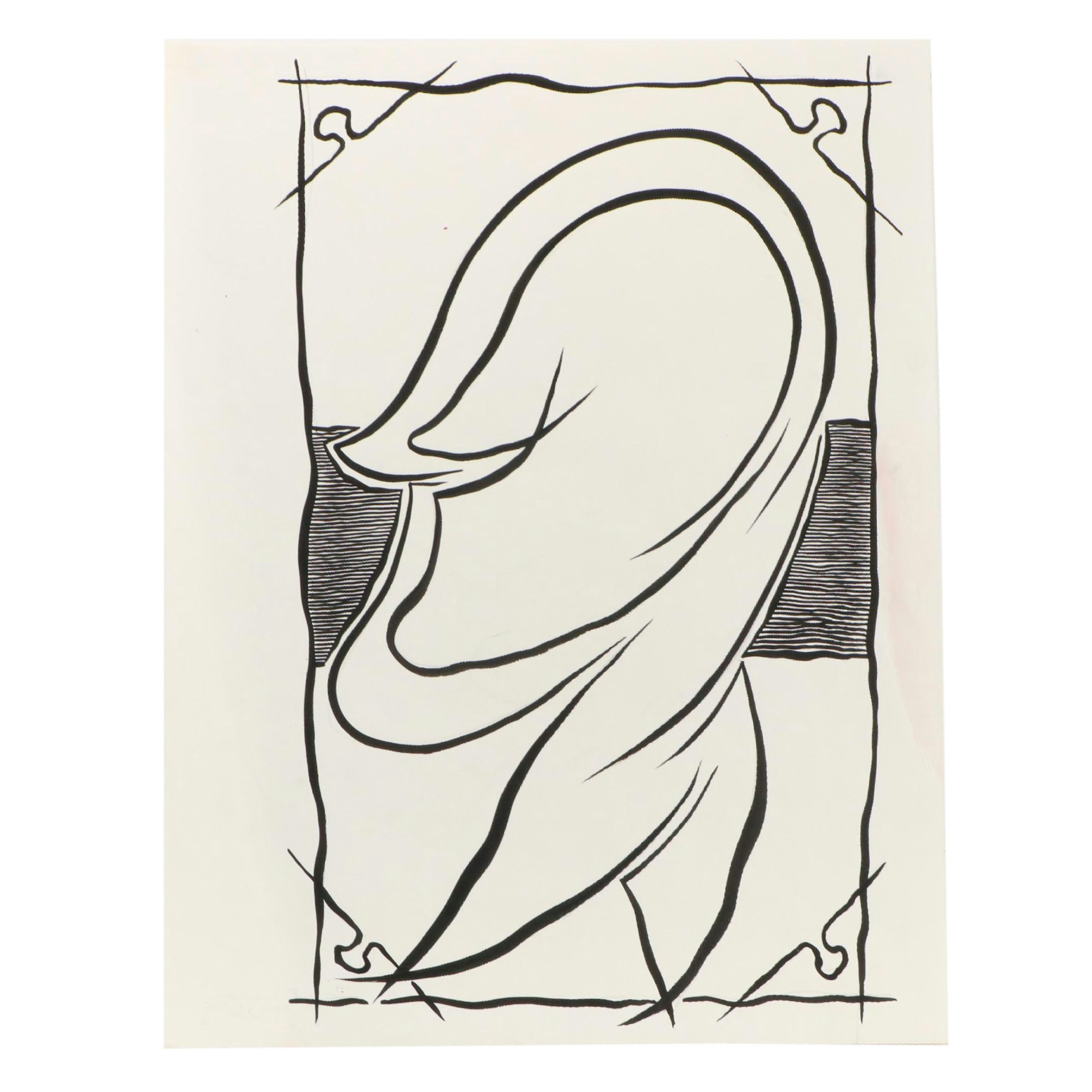Achillo “Achi” Sullo Abstract Ink Drawing, Mid–Late 20th Century