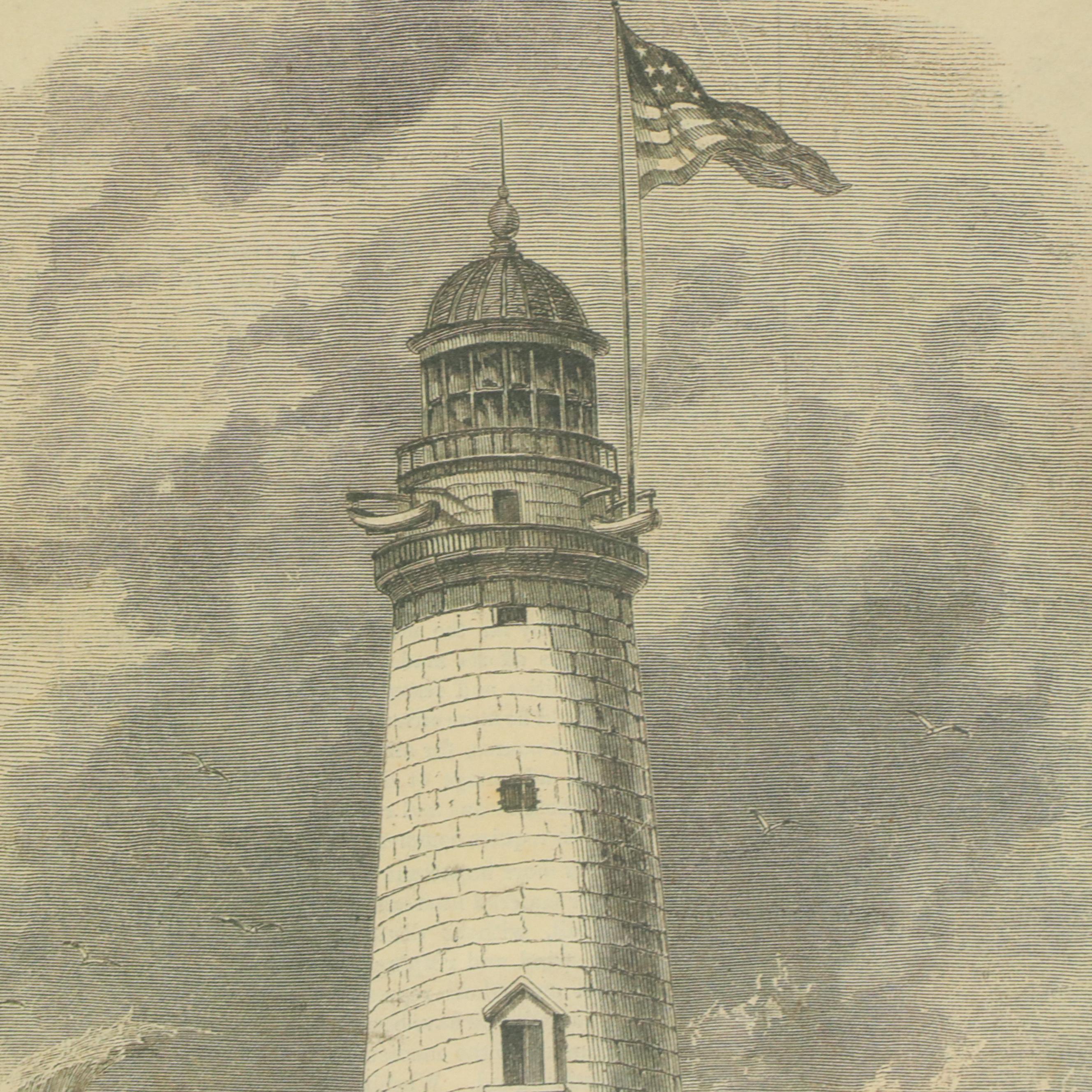 Offset Lithographs of Coastal Landscapes with Lighthouses